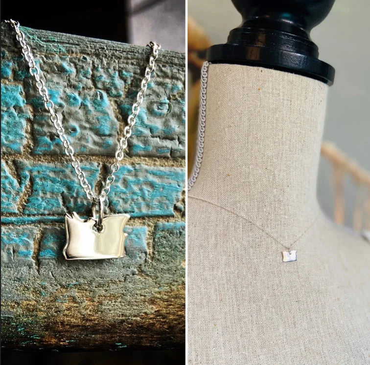 Sterling Silver Tiny Oregon Necklace
