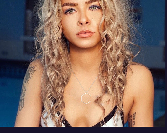 Sterling Silver Hexagon Necklace