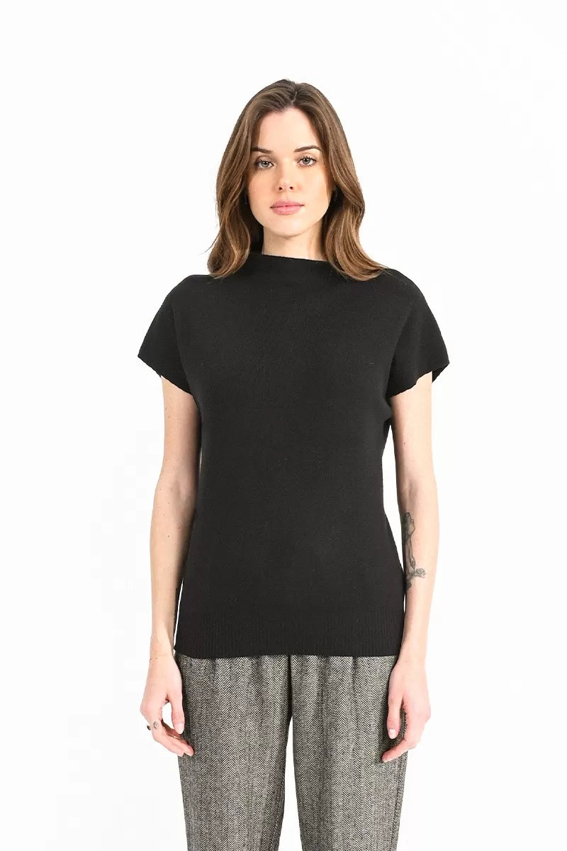 Molly Bracken Sleeveless Stand Collar Sweater