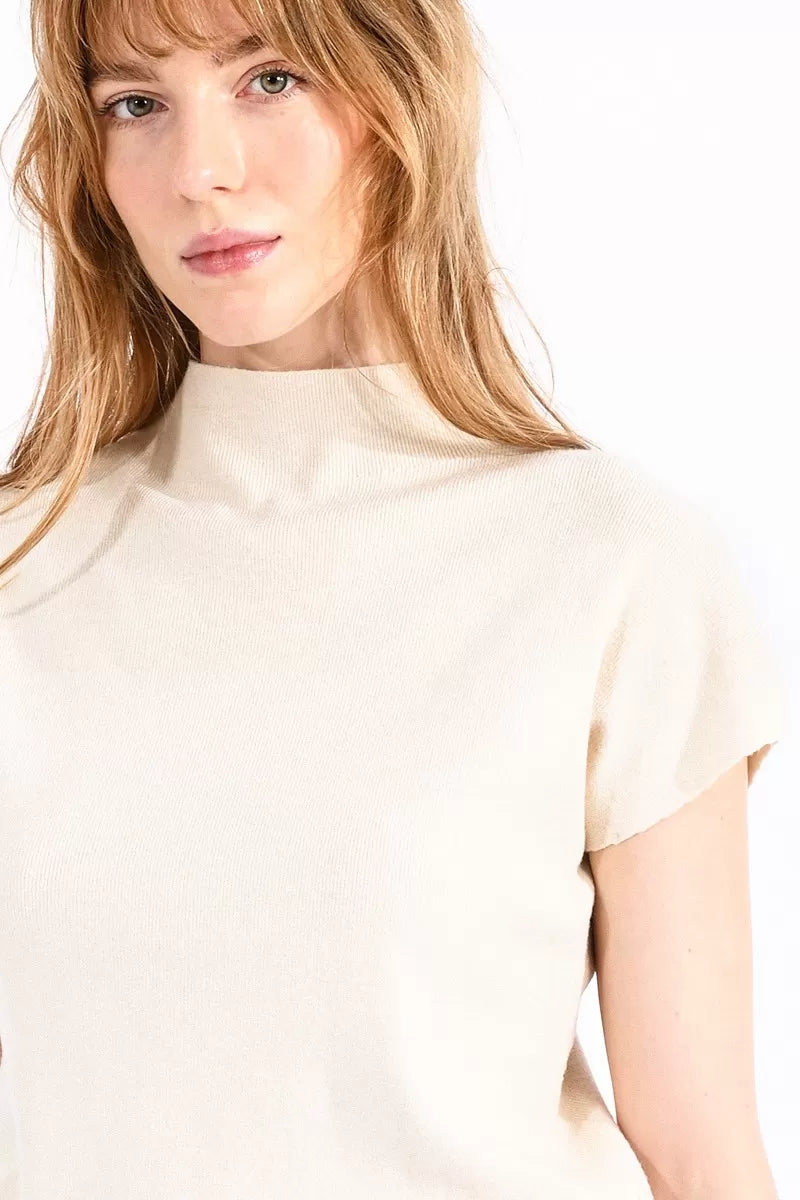 Molly Bracken Sleeveless Stand Collar Sweater