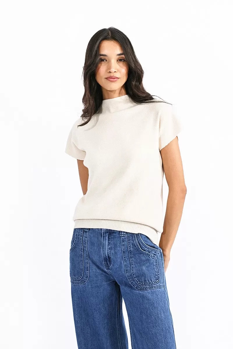 Molly Bracken Sleeveless Stand Collar Sweater