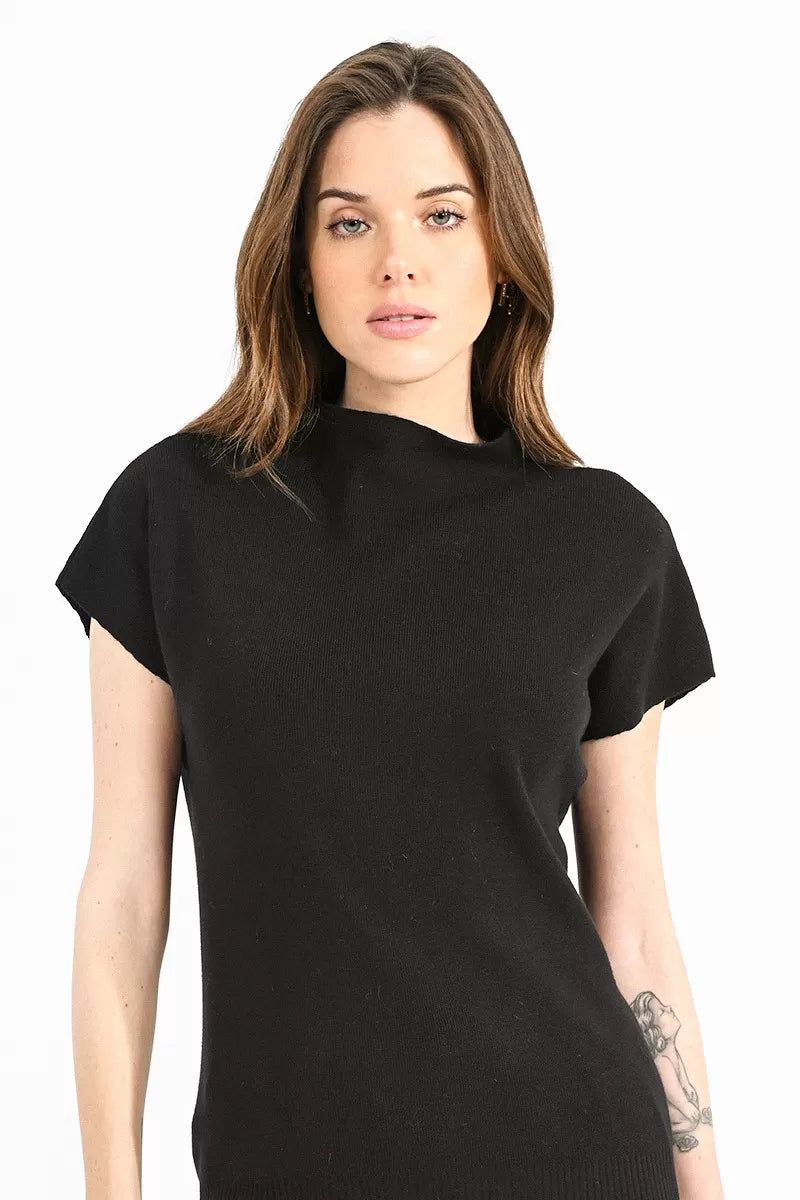 Molly Bracken Sleeveless Stand Collar Sweater