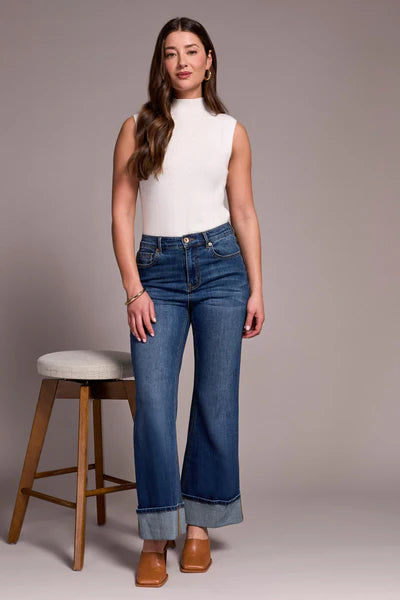 Tribal Brooke Cuffed Palazzo Jeans