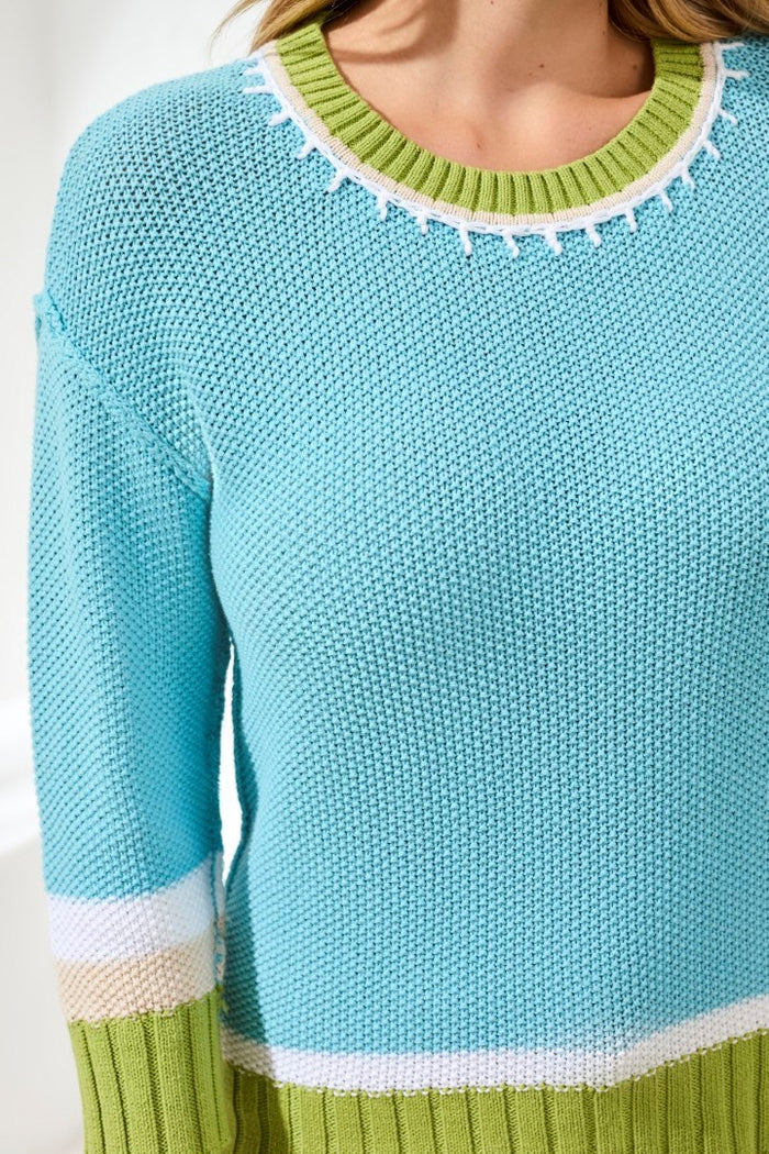 Tribal Crew Neck Sweater With Stitch Detail