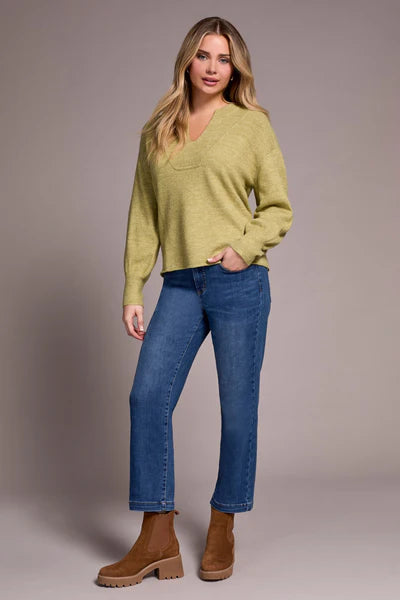 Tribal Mandarin Collar Long Puff Sleeve Sweater