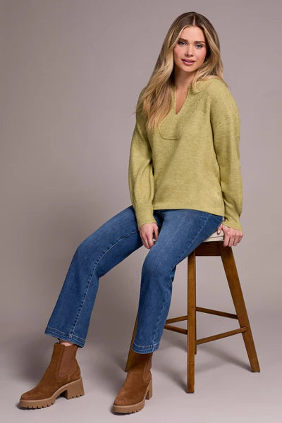 Tribal Mandarin Collar Long Puff Sleeve Sweater