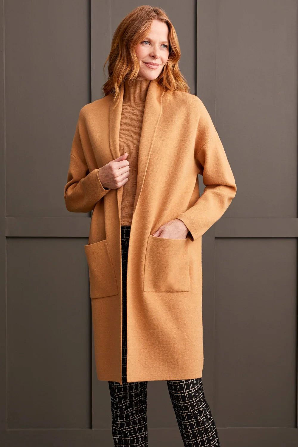 Tribal Open Coatigan With Patch Pockets