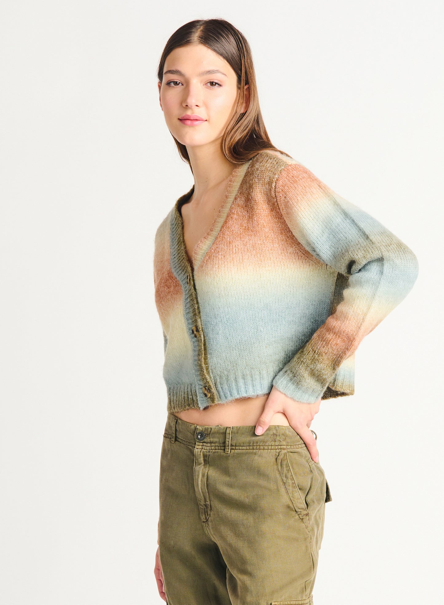 Dex Button Front Gradient Cardigan