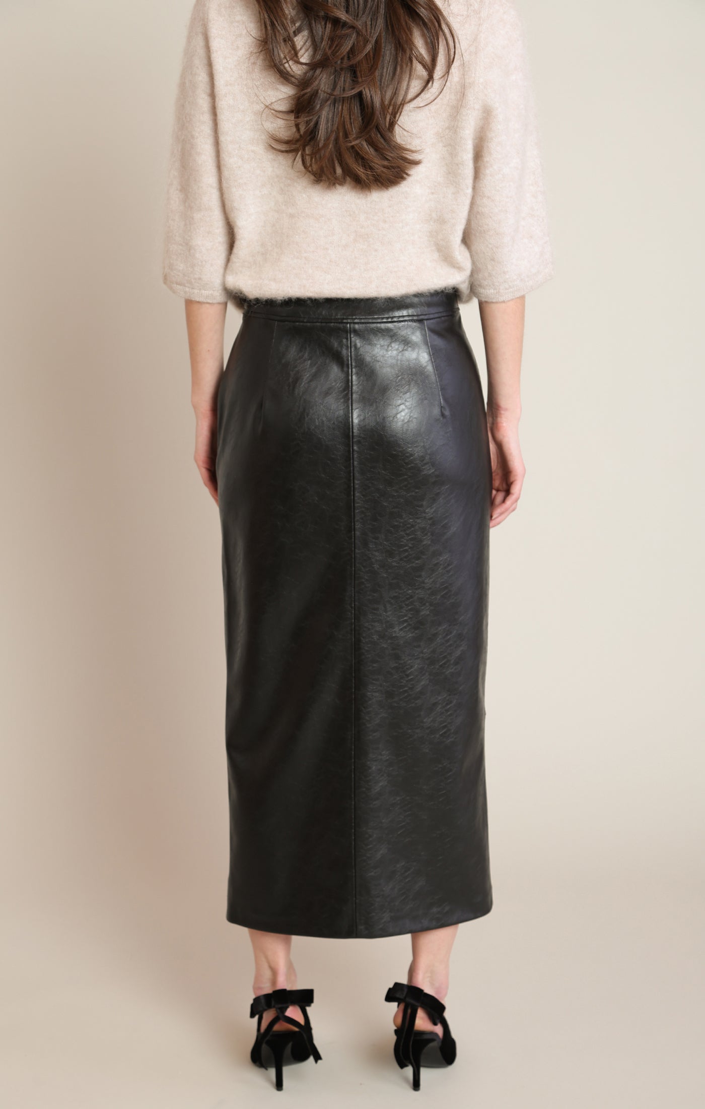 Black Tape Faux Leather Skirt