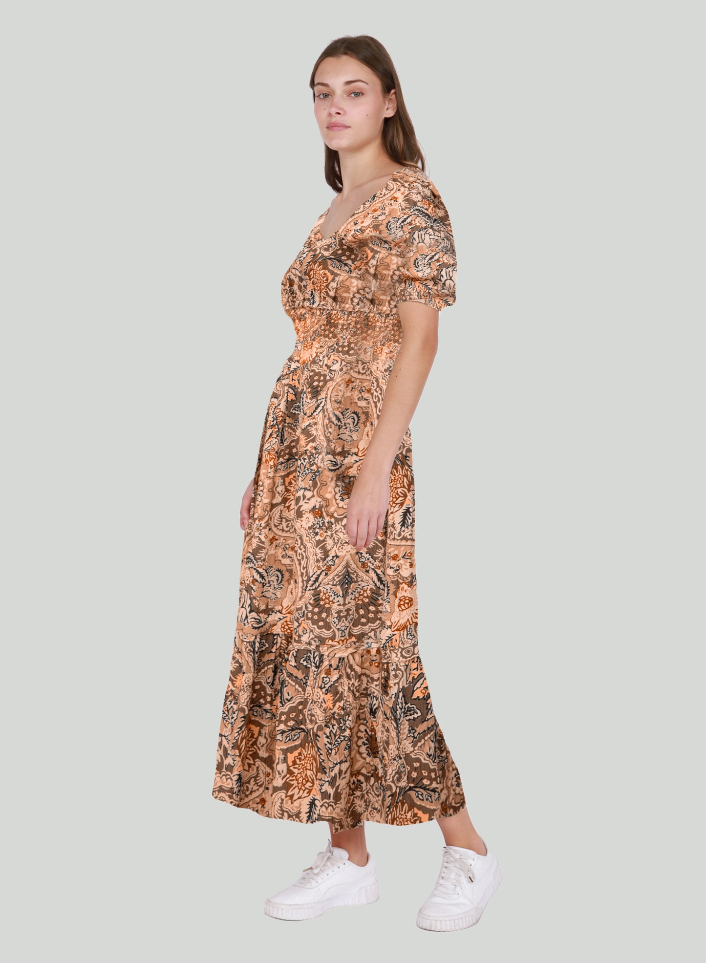 Dex Smocked Waist Tiered Maxi Dress
