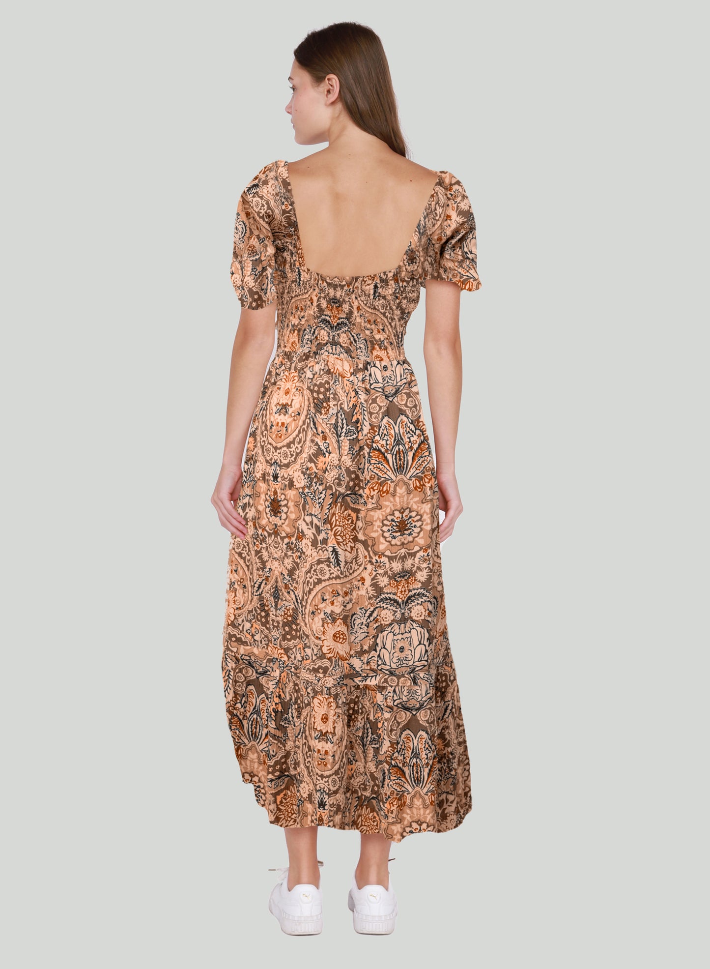Dex Smocked Waist Tiered Maxi Dress