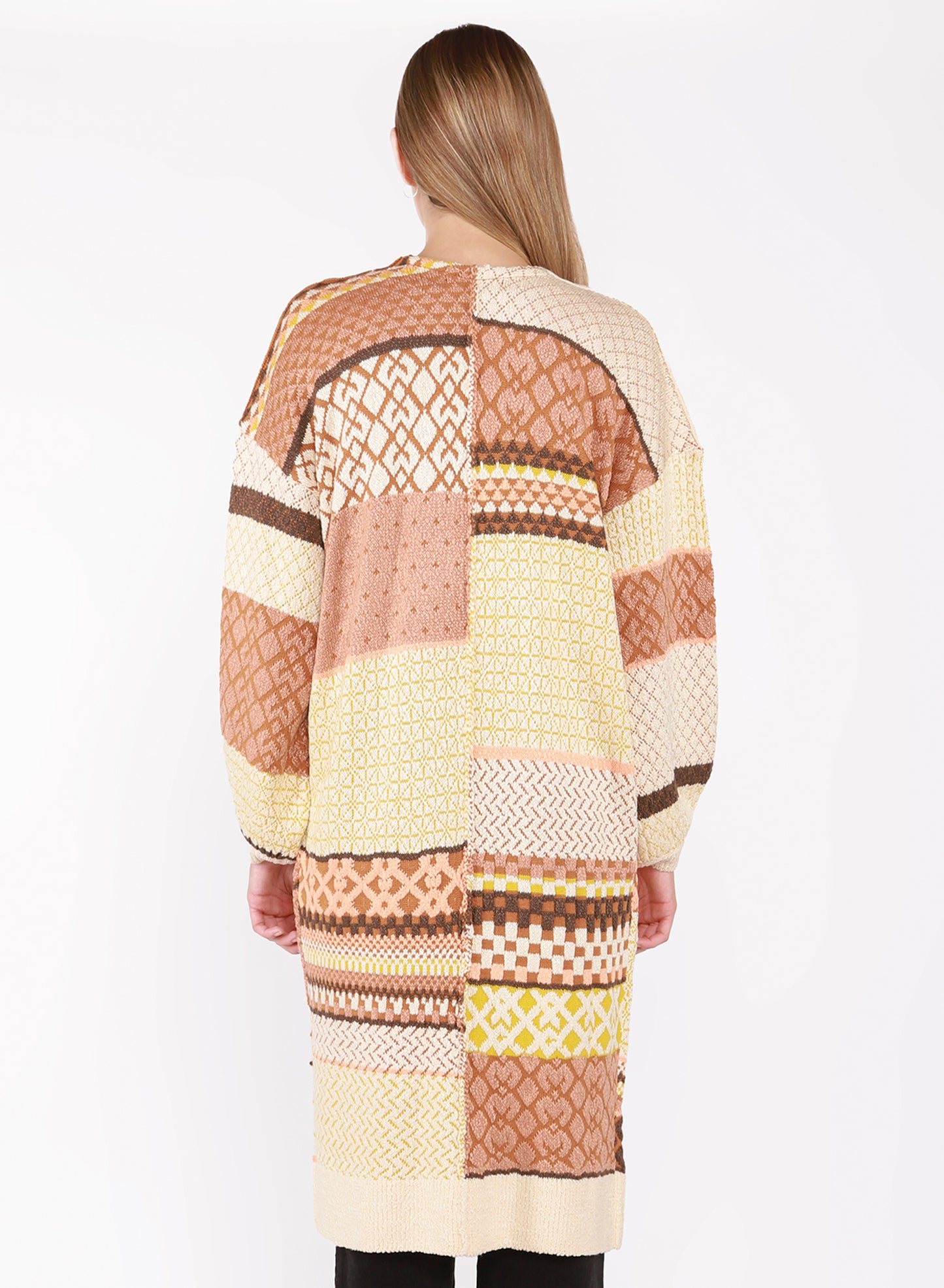 Black Tape Textured Patchwork Stripe Cardigan