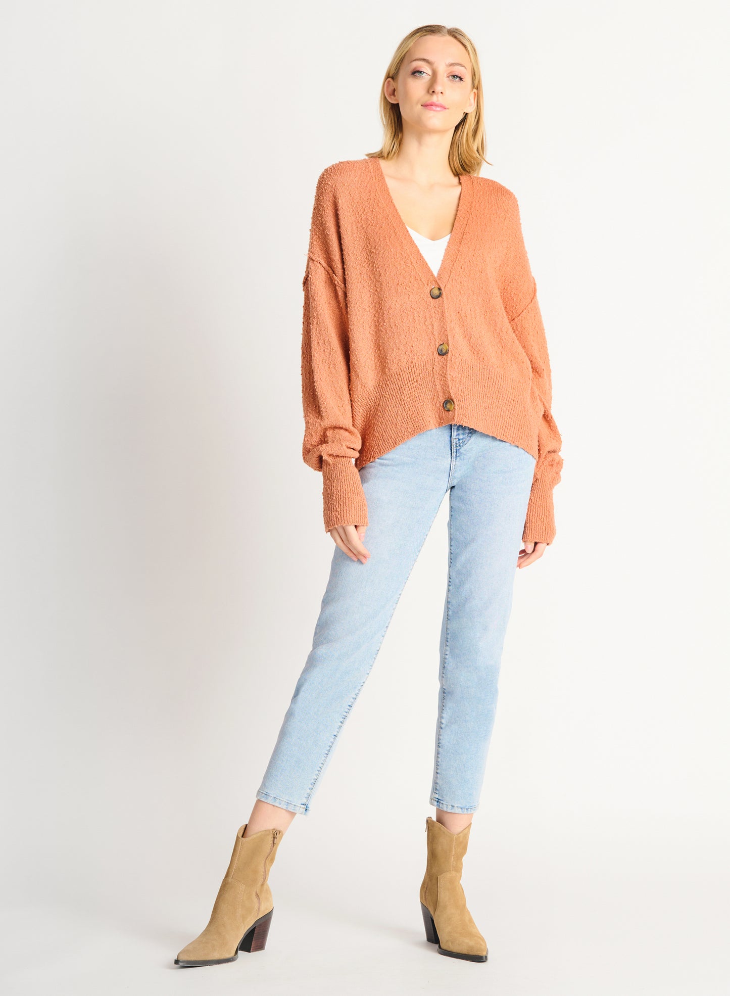 Dex Boucle Button Front Cardigan