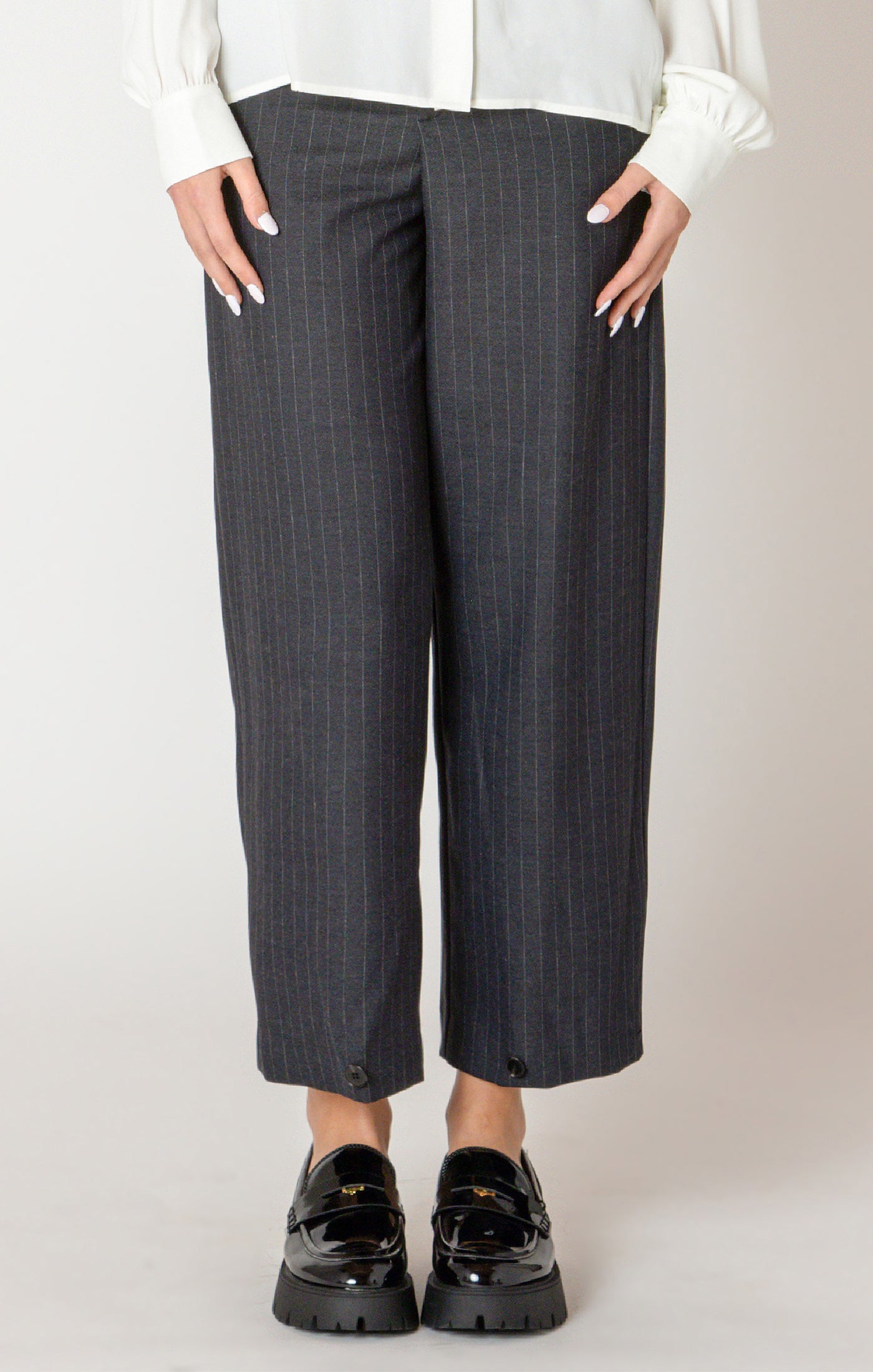 Black Tape Button Hem Pant