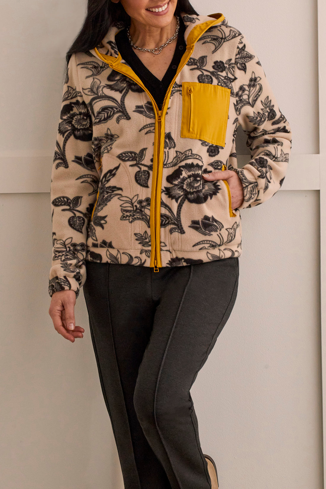 Tribal Hooded Zip Front Jacket