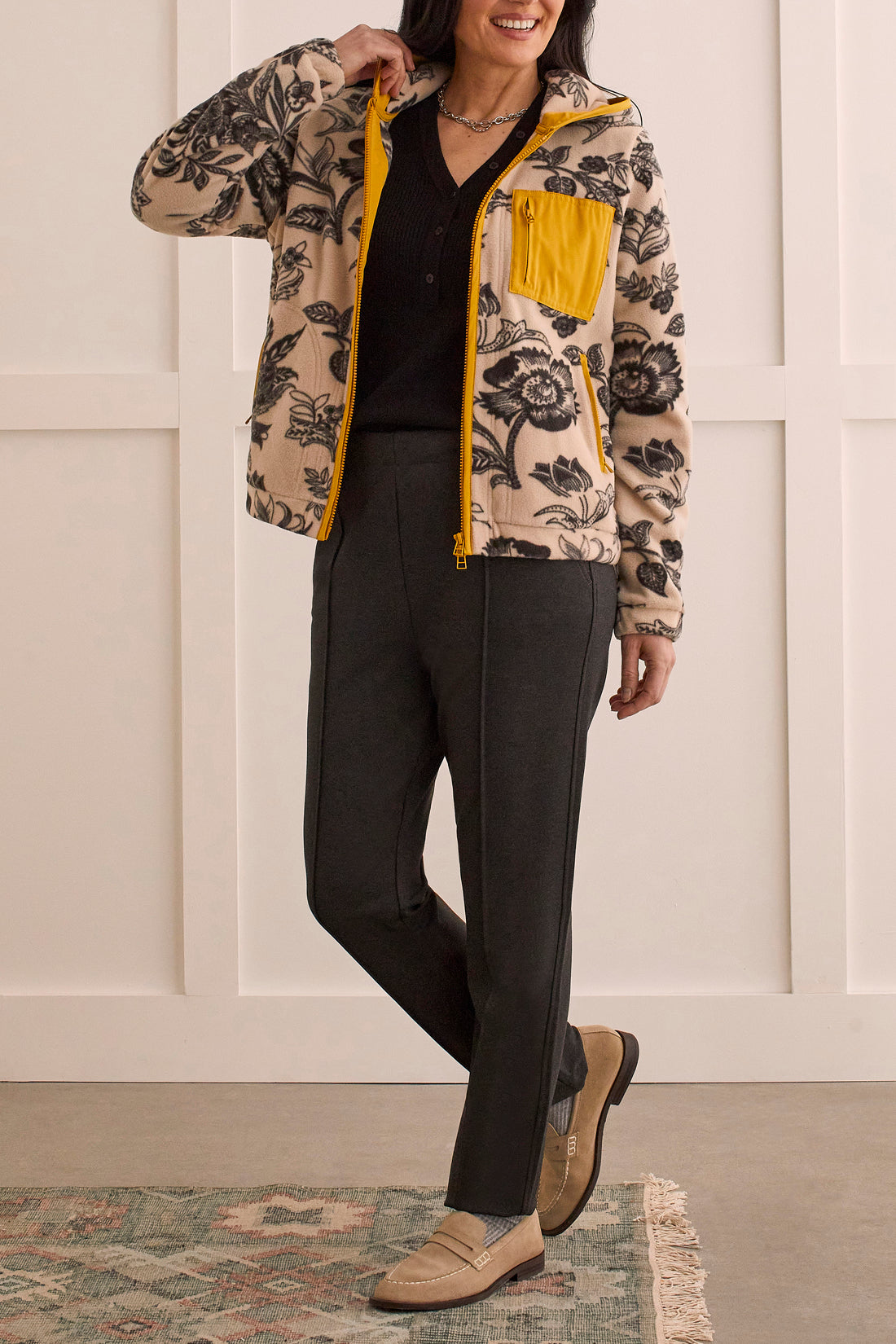 Tribal Hooded Zip Front Jacket
