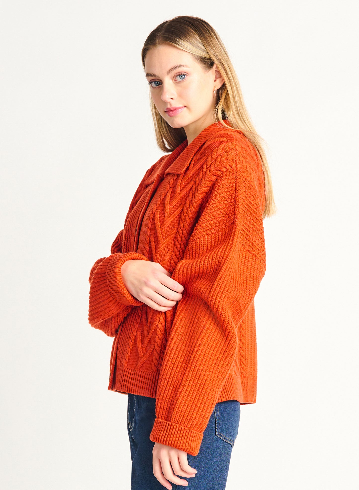 Black Tape Chunky Cable Knit Cardigan