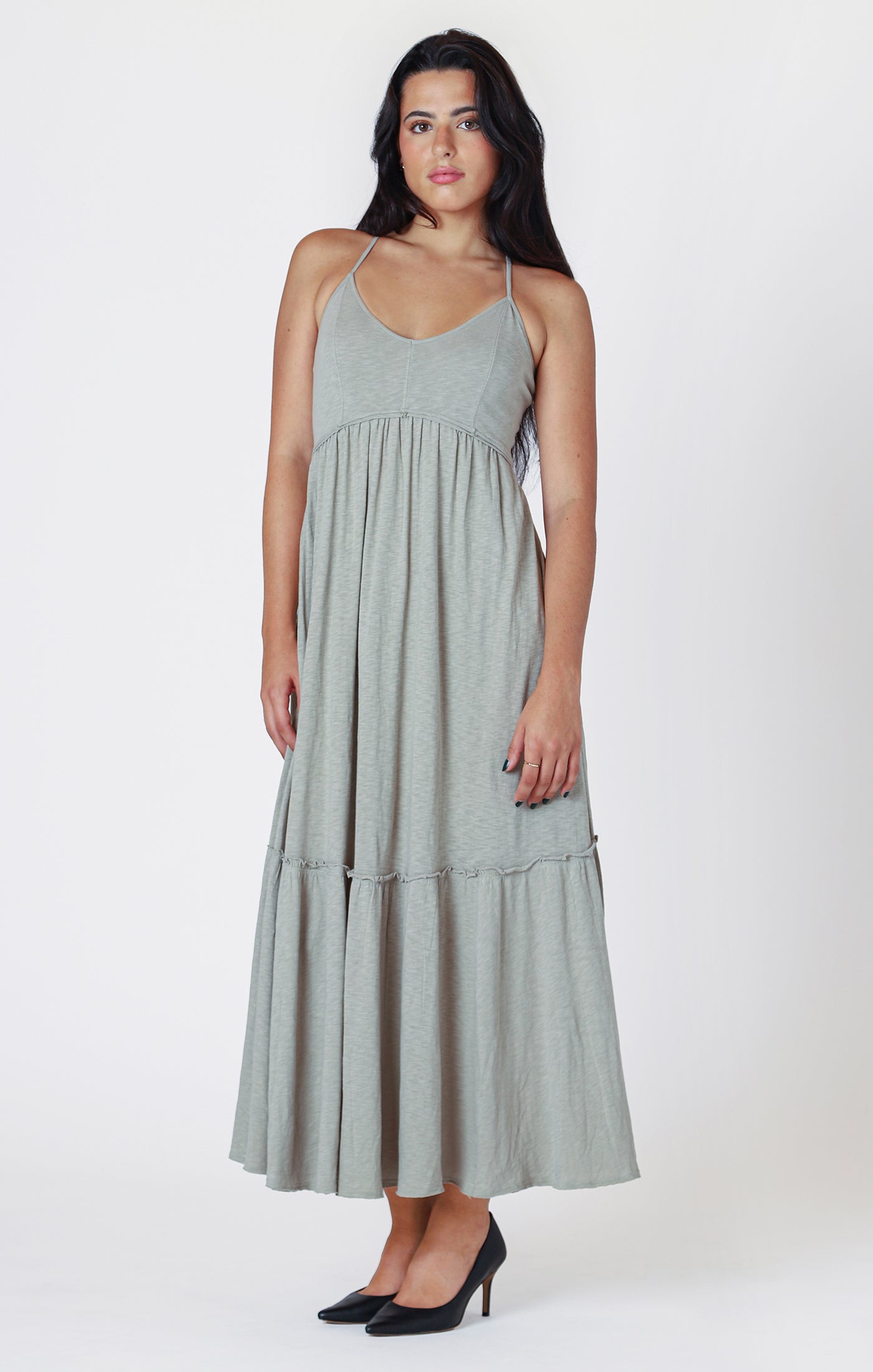 Room 34 Raw Edge Tiered Maxi Dress