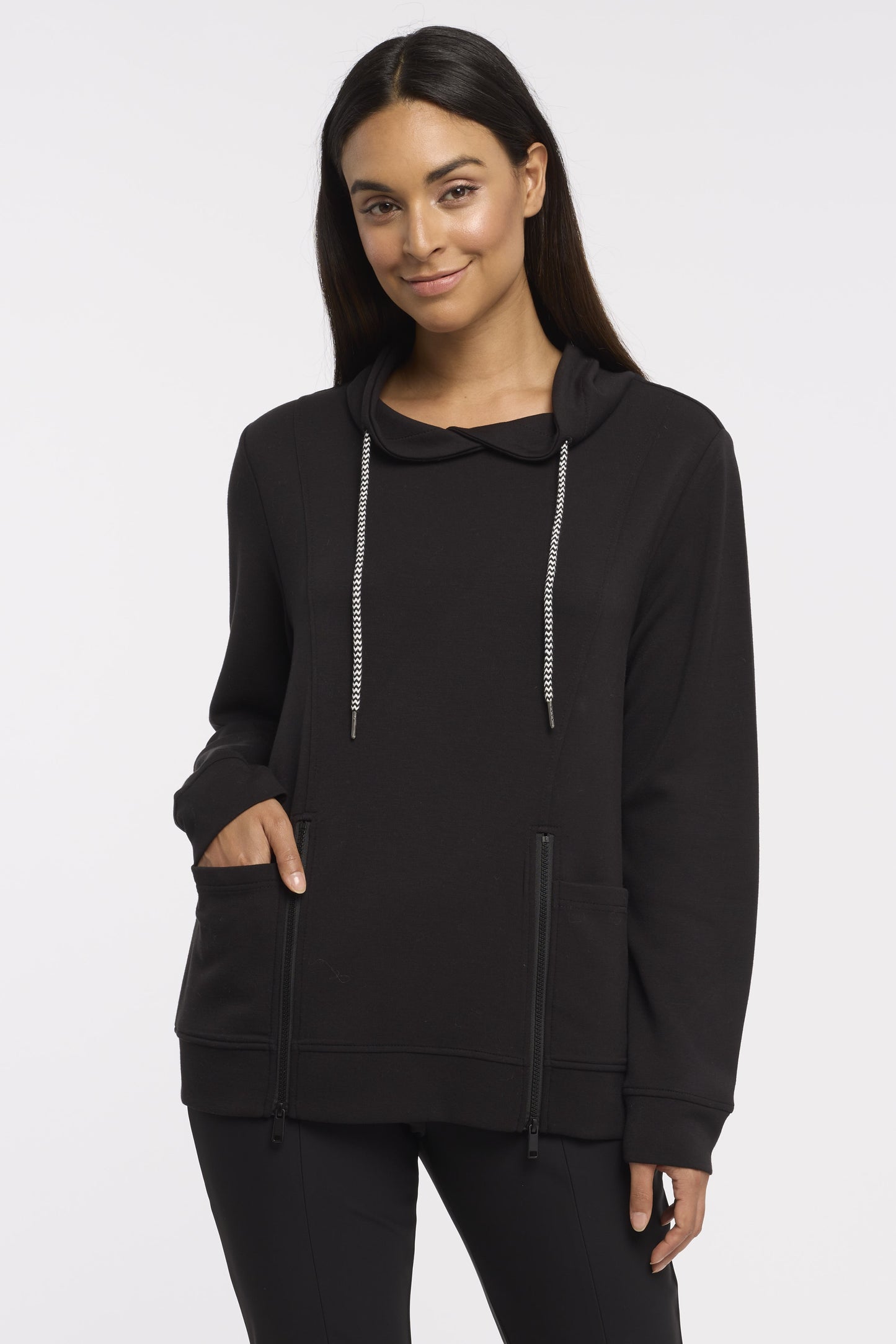Tribal Funnel Neck Sweatshirt With Pockets
