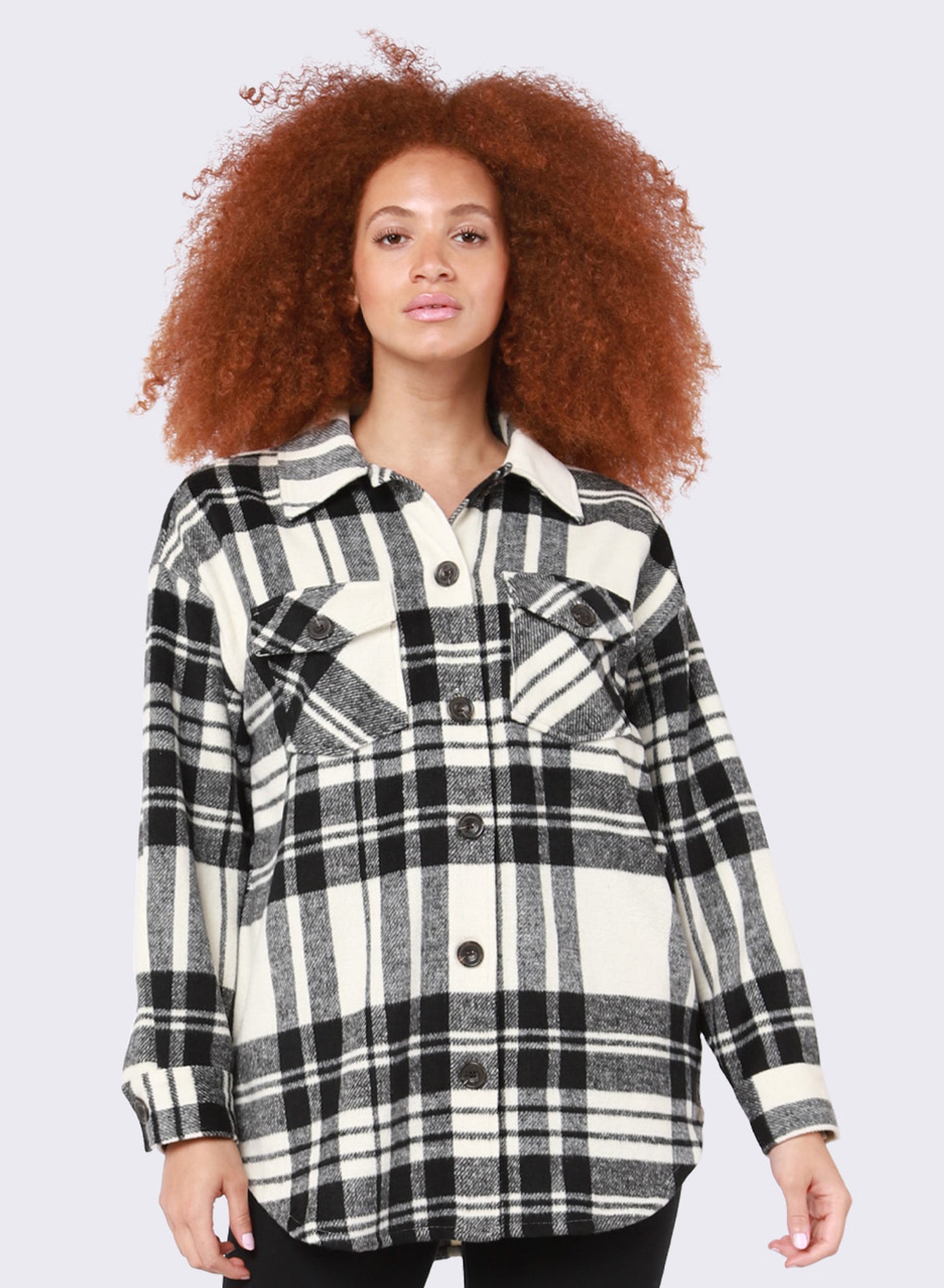 Dex Button Front Plaid Shacket