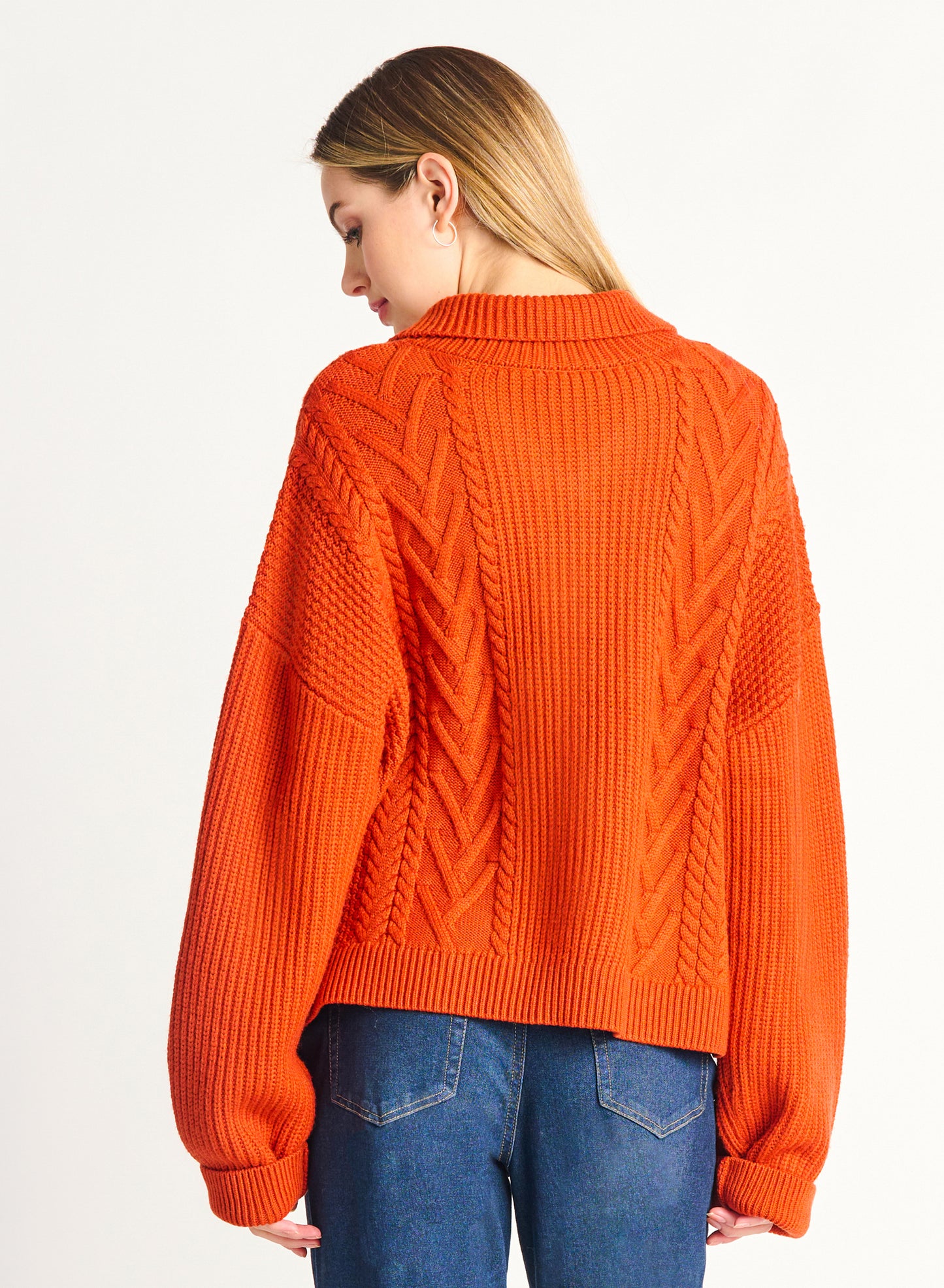 Black Tape Chunky Cable Knit Cardigan