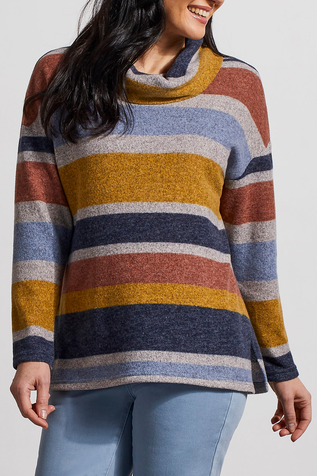 Tribal Drop Shoulder Cowl Neck Sweater