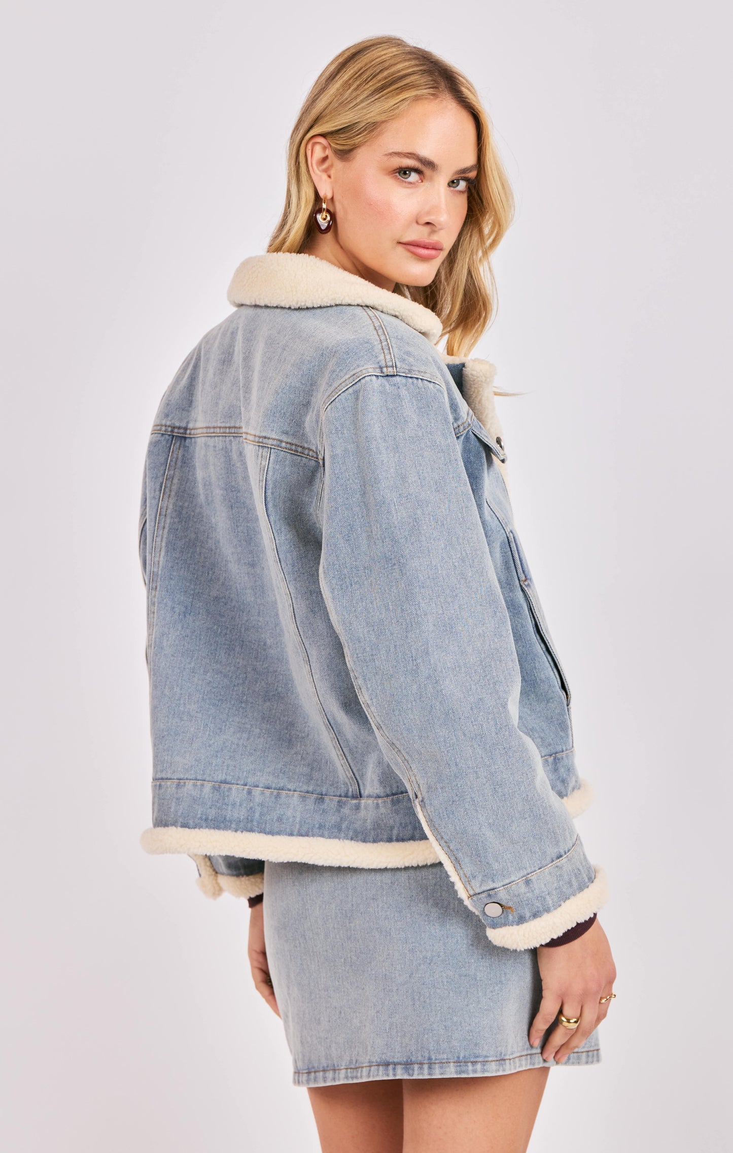 Sadie & Sage Metropolis Denim Jacket With Faux Shearling
