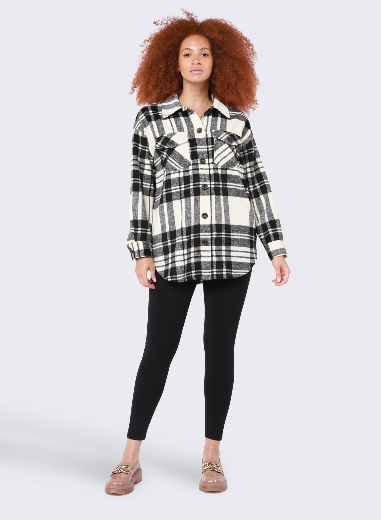 Dex Button Front Plaid Shacket