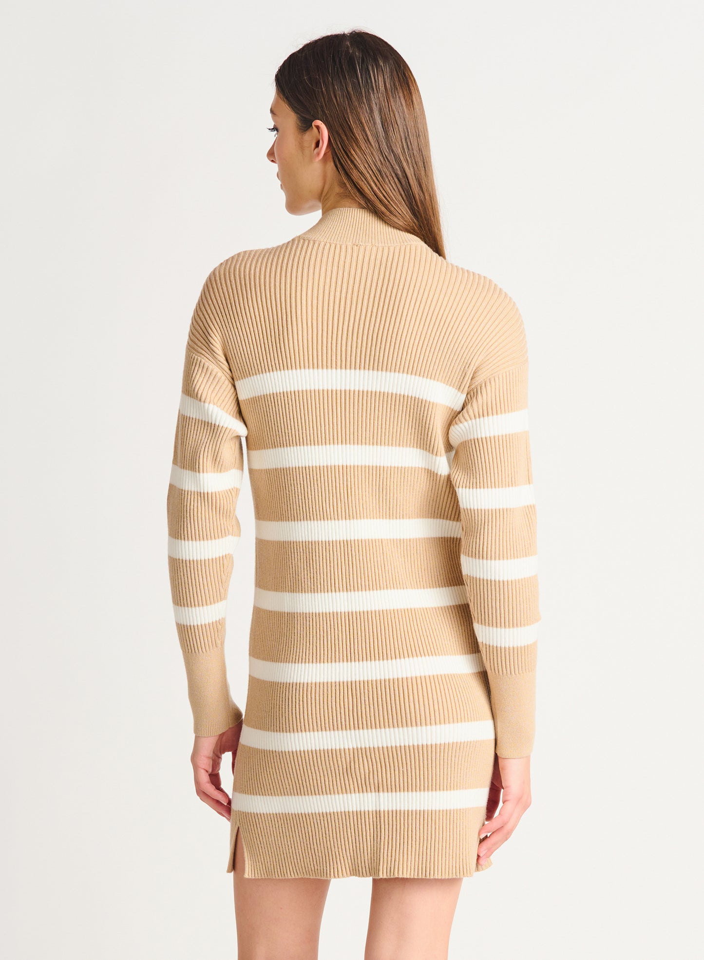 Dex Mock-Neck Striped Sweater Dress