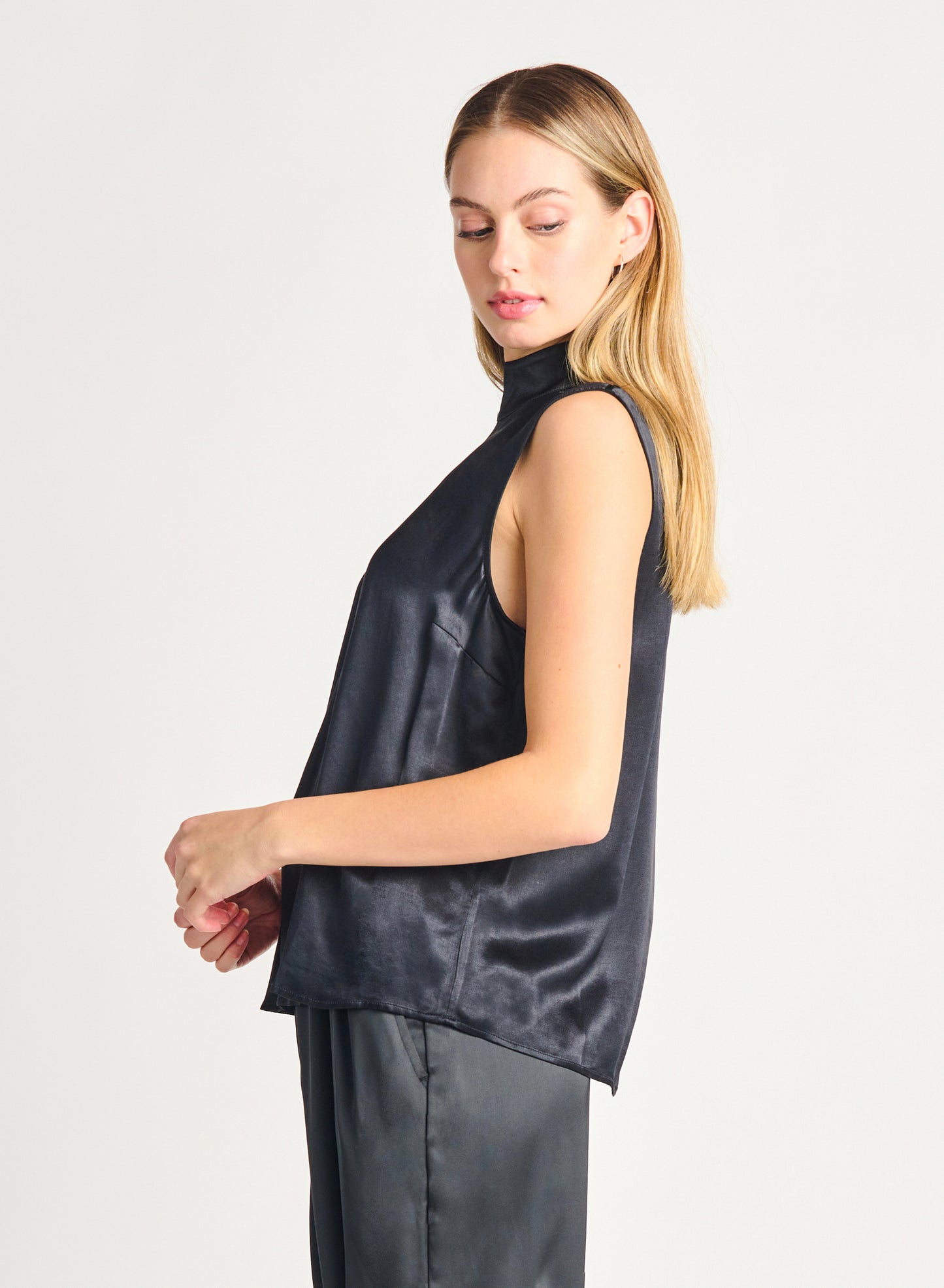 Dex Mockneck Satin Blouse