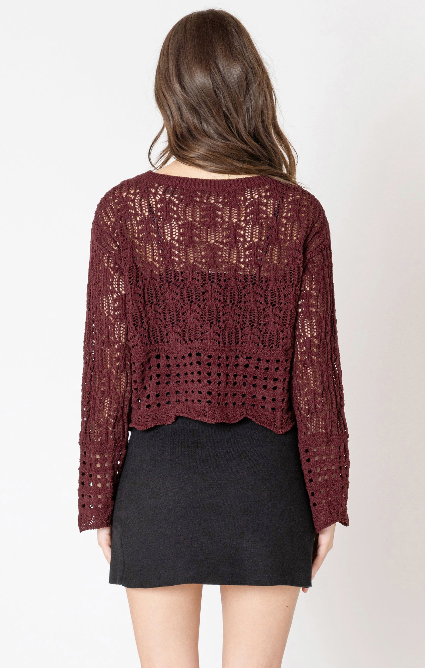 Dex Open Stitch Wavy Hem Sweater