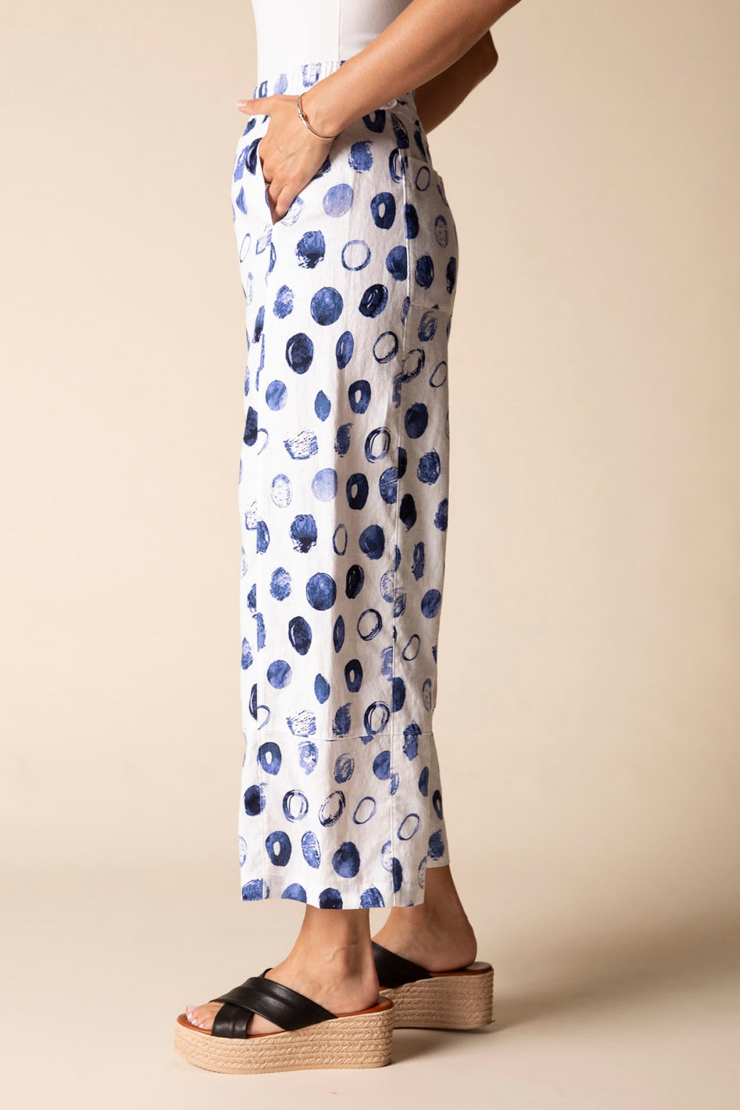 Habitat Linen Dot Seamed Crop Pant