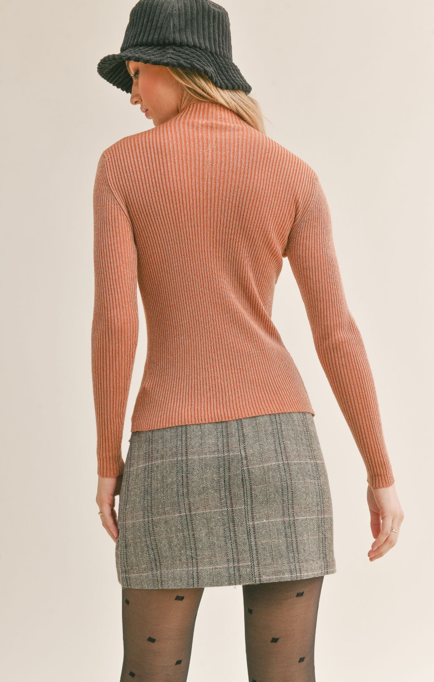 Sage The Label Ribbed Mock Neck Sweater