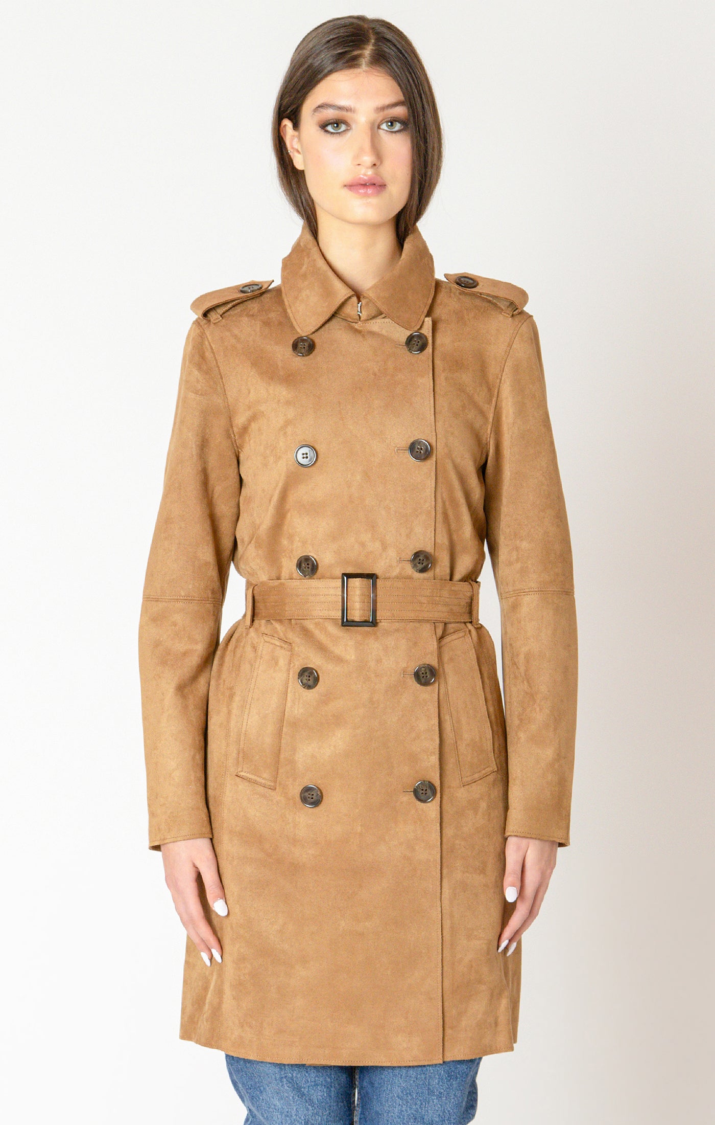 Black Tape Belted Trench Coat