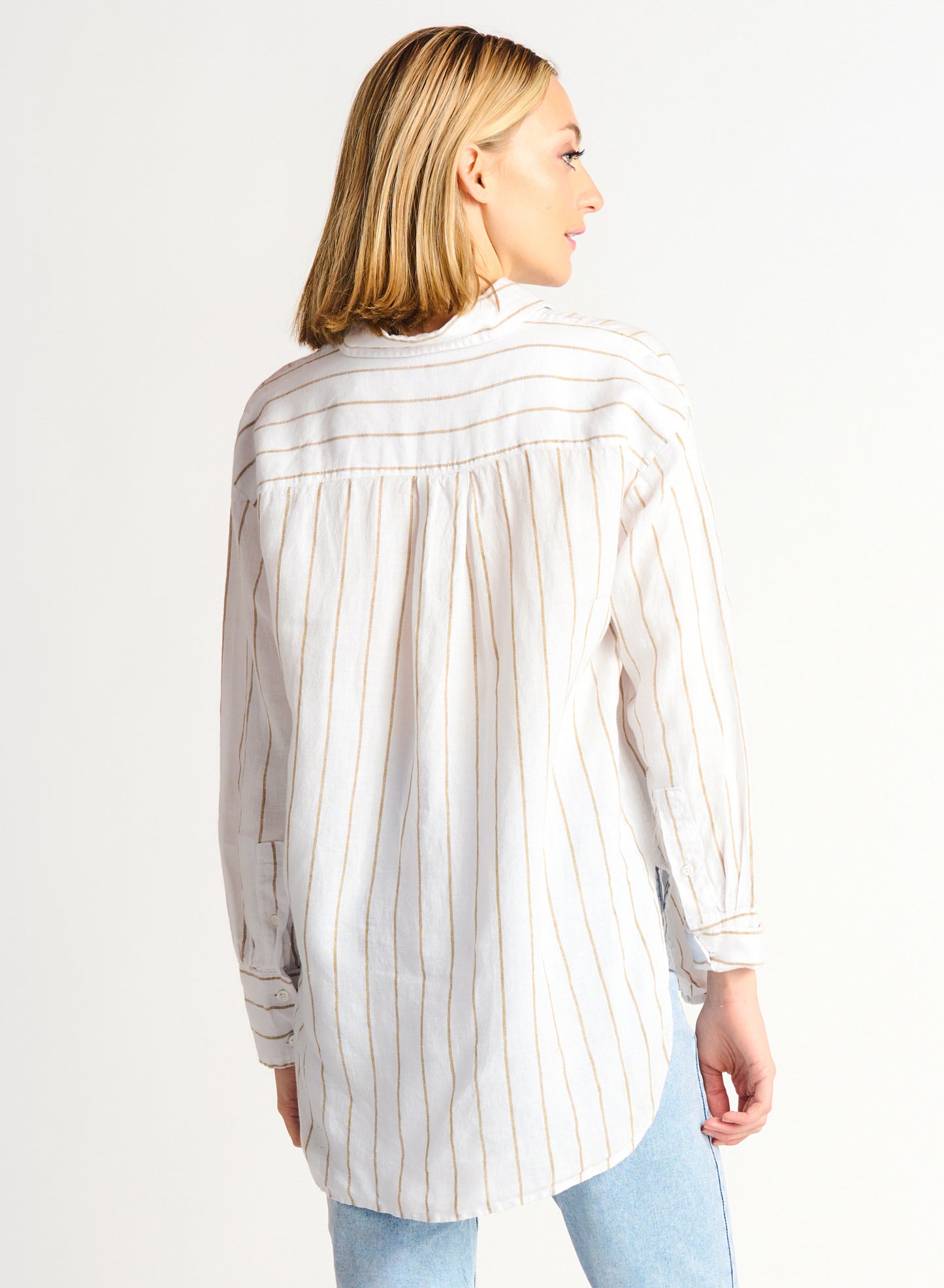 Black Tape Button Front Oversized Linen Shirt