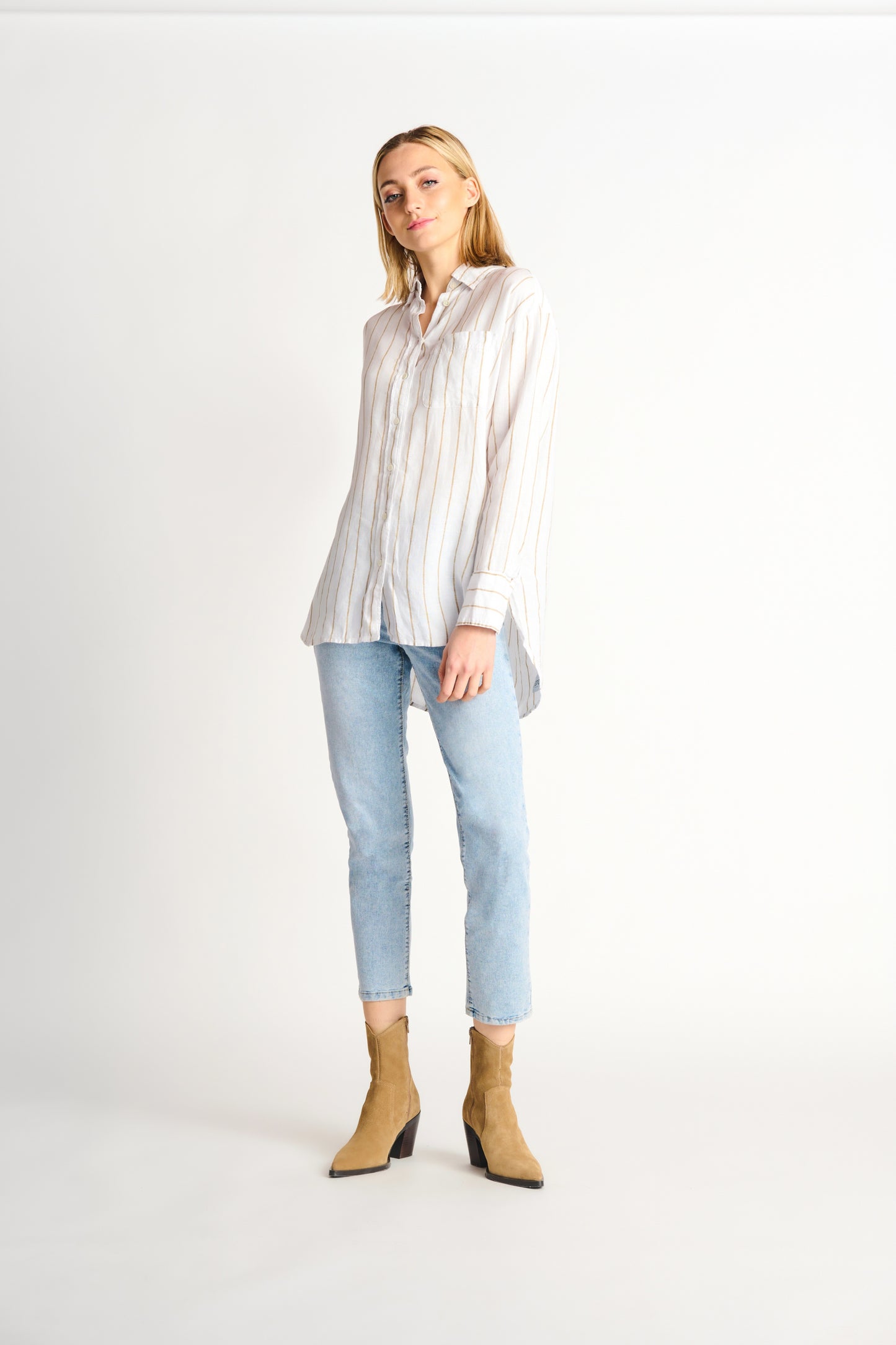 Black Tape Button Front Oversized Linen Shirt