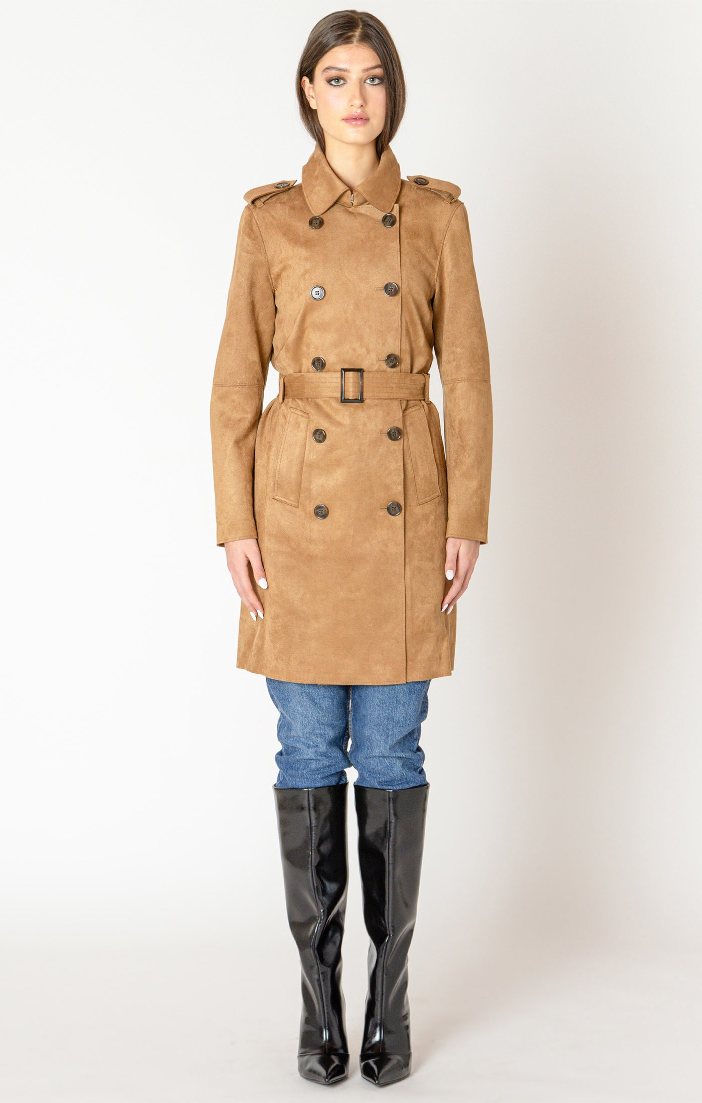 Black Tape Belted Trench Coat