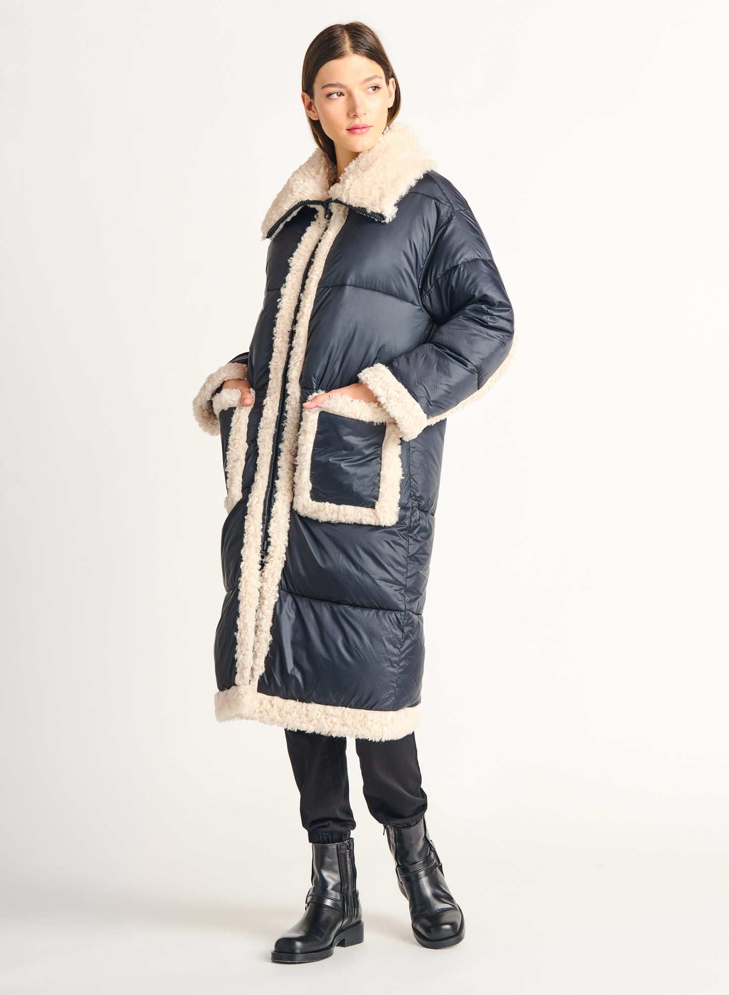 Dex Sherpa Detail Puffer Coat