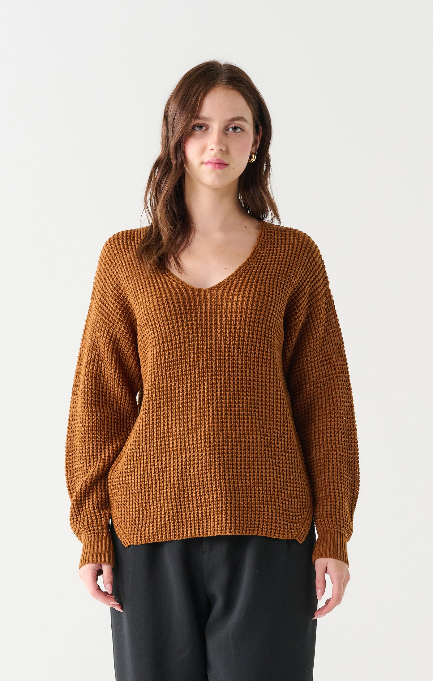 Black Tape Textured Stitch Bevelled Hem Sweater