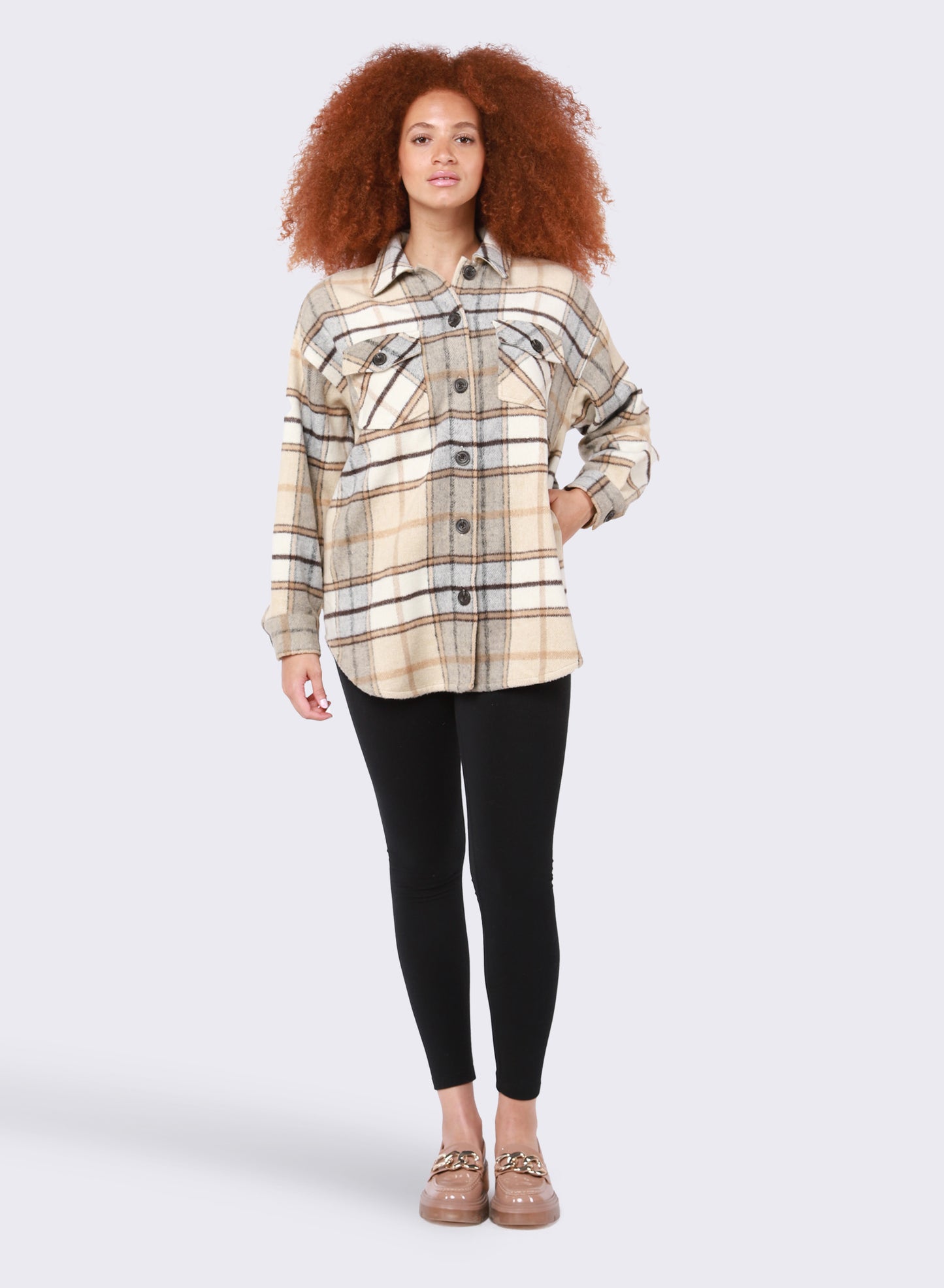 Dex Button Front Plaid Shacket