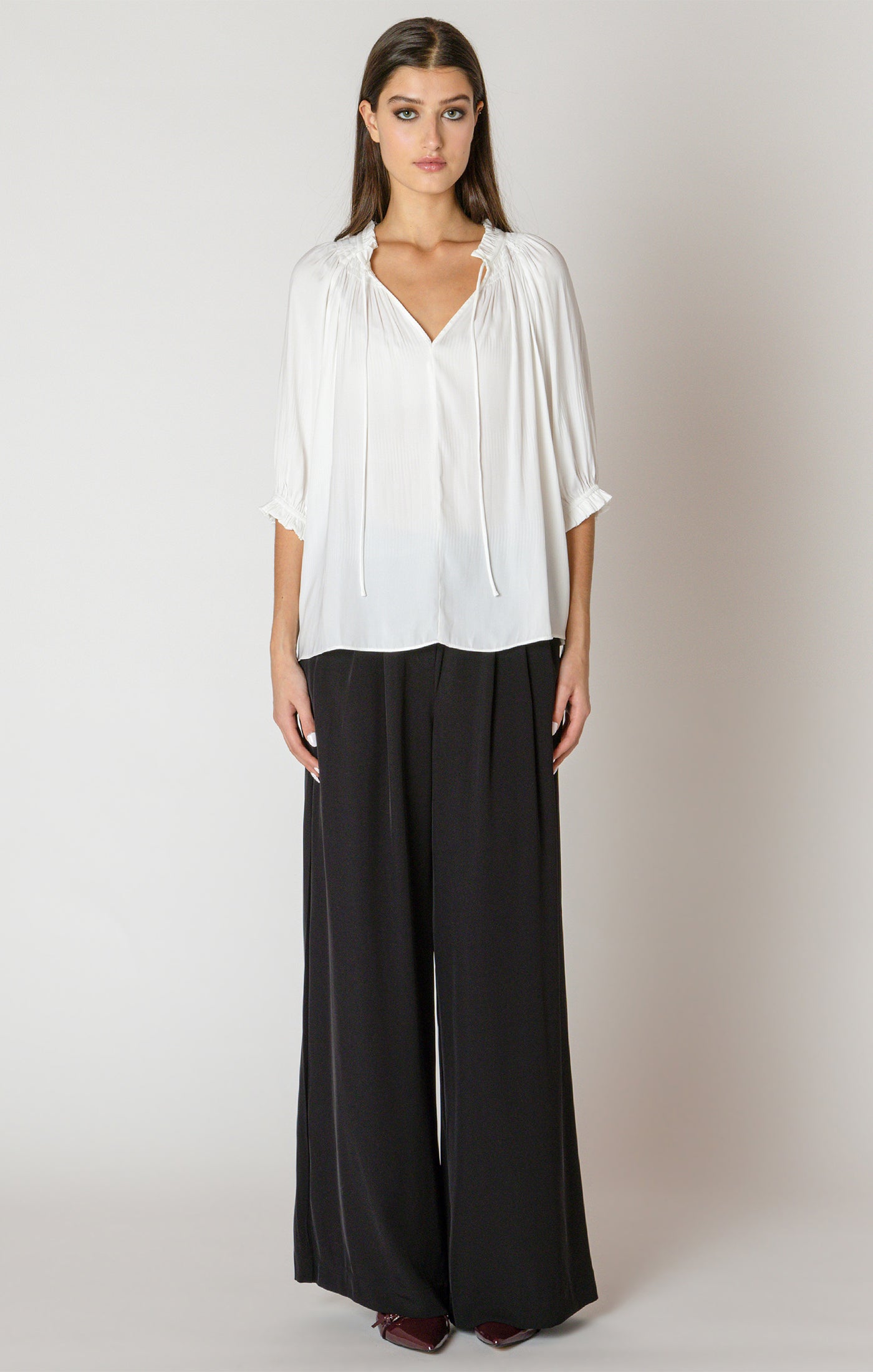 Black Tape Soft Pleated Blouse