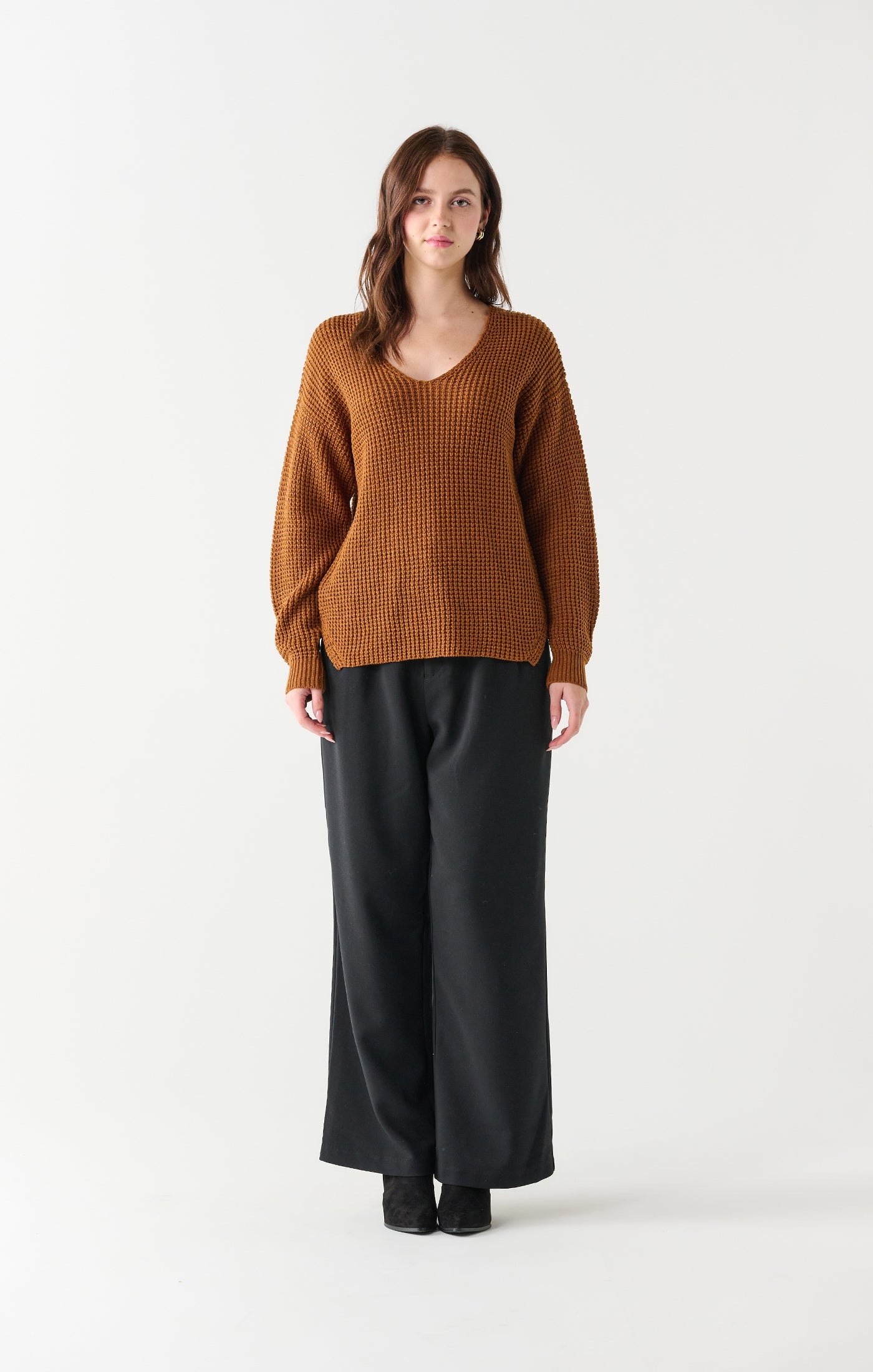 Black Tape Textured Stitch Bevelled Hem Sweater
