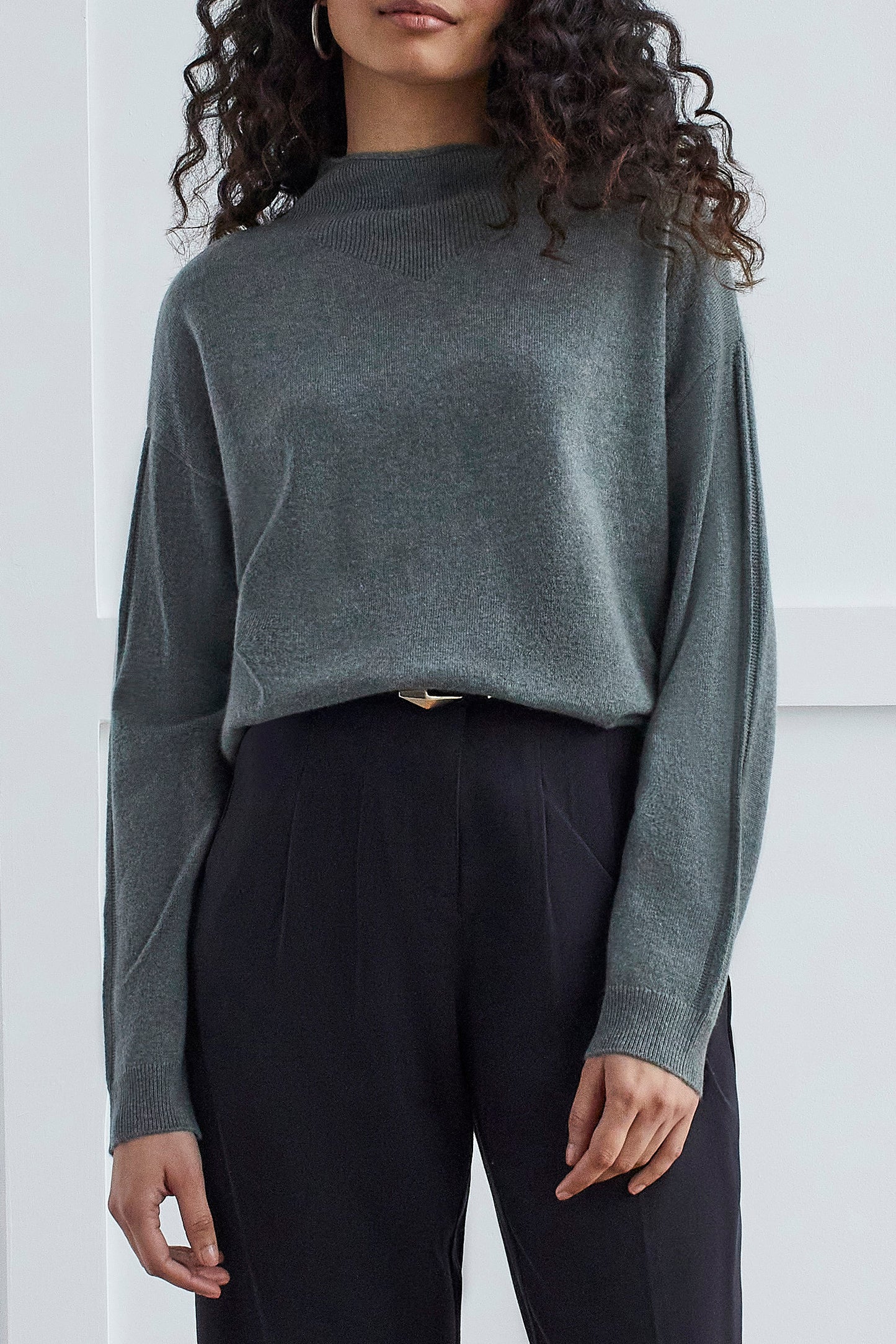 Tribal Cashmere Funnel Neck Sweater