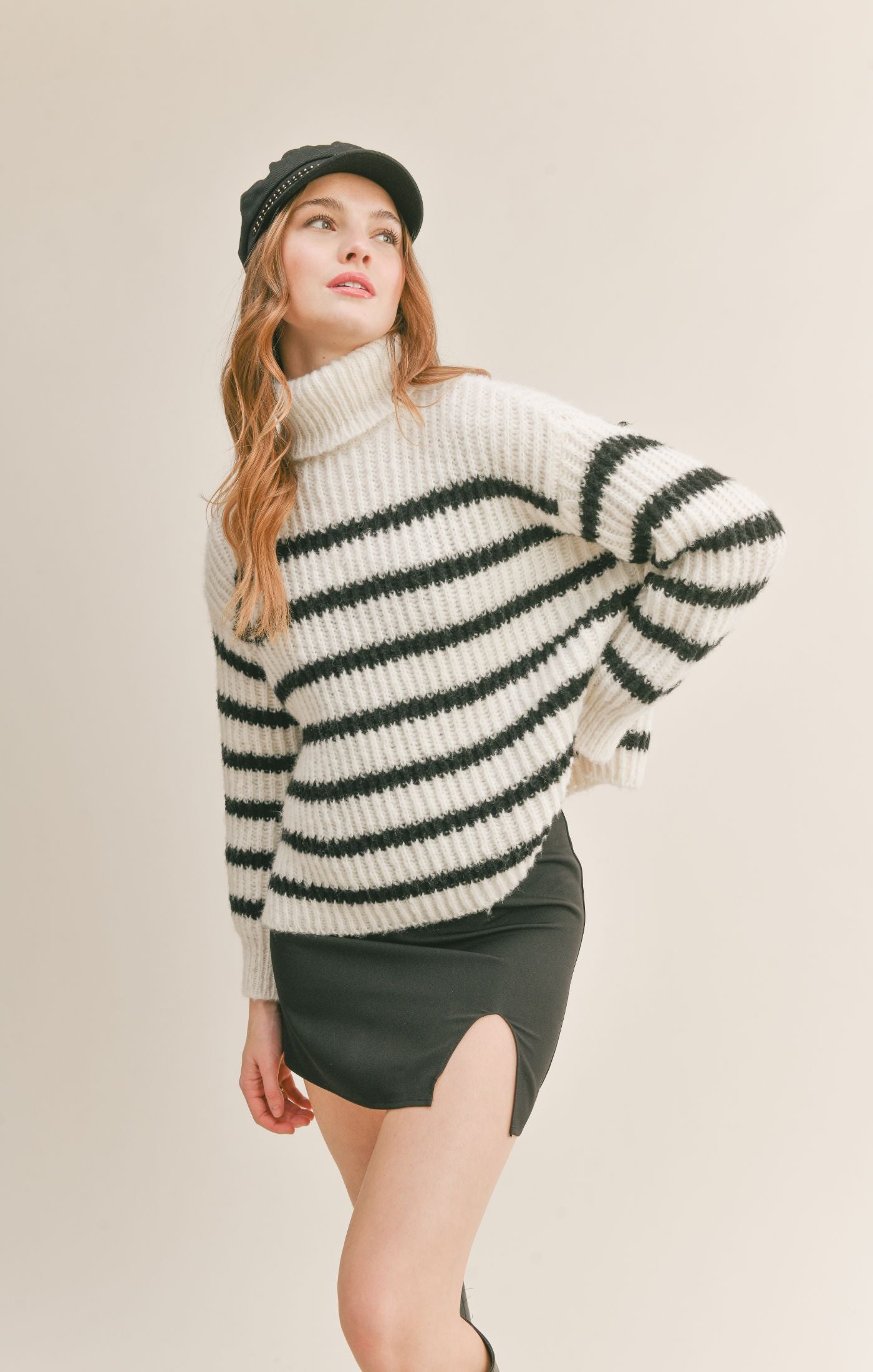 Sadie & Sage Turtle Neck Striped Sweater