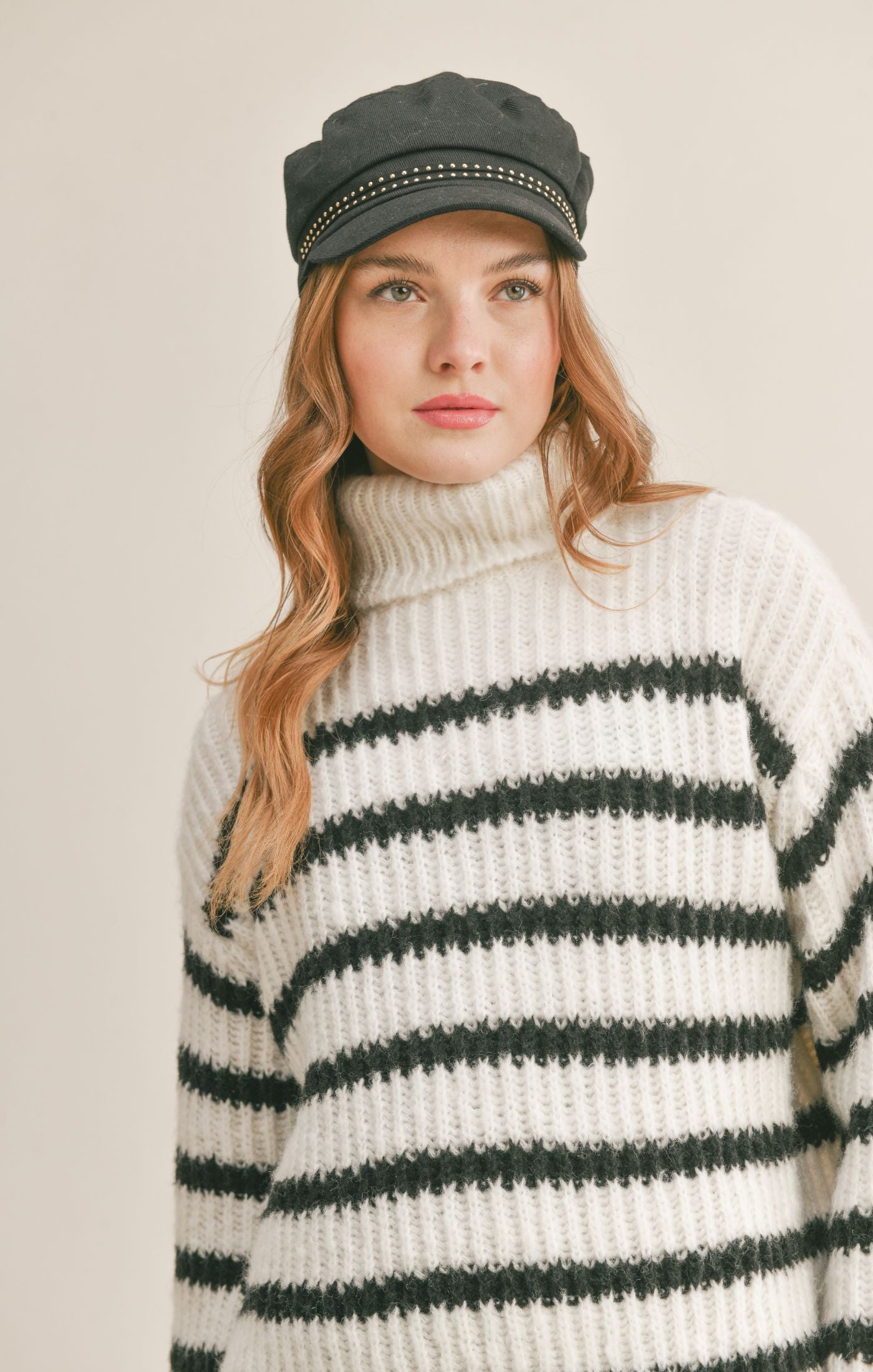 Sadie & Sage Turtle Neck Striped Sweater