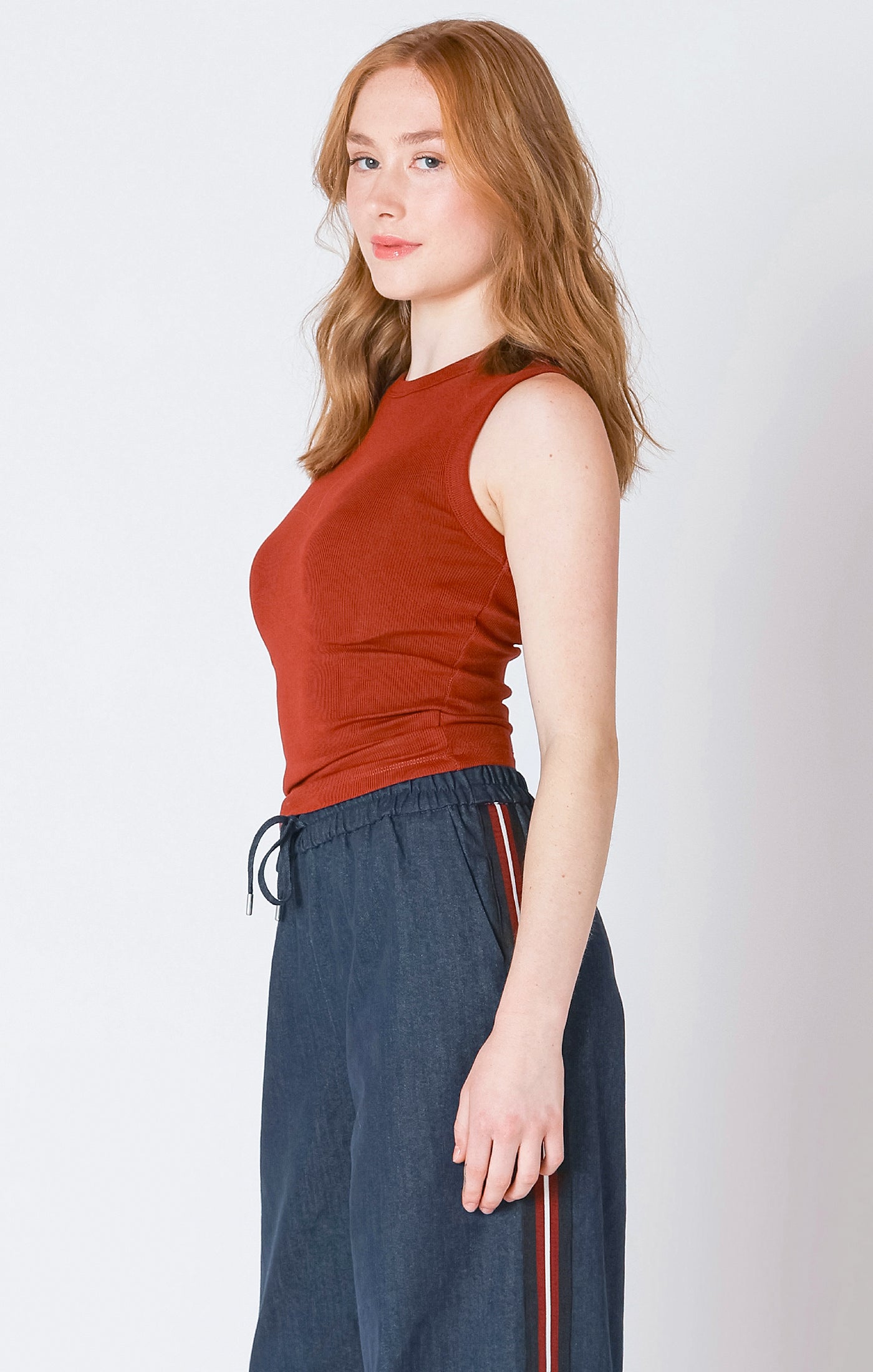 Dex Ribbed Tank Burnt Orange