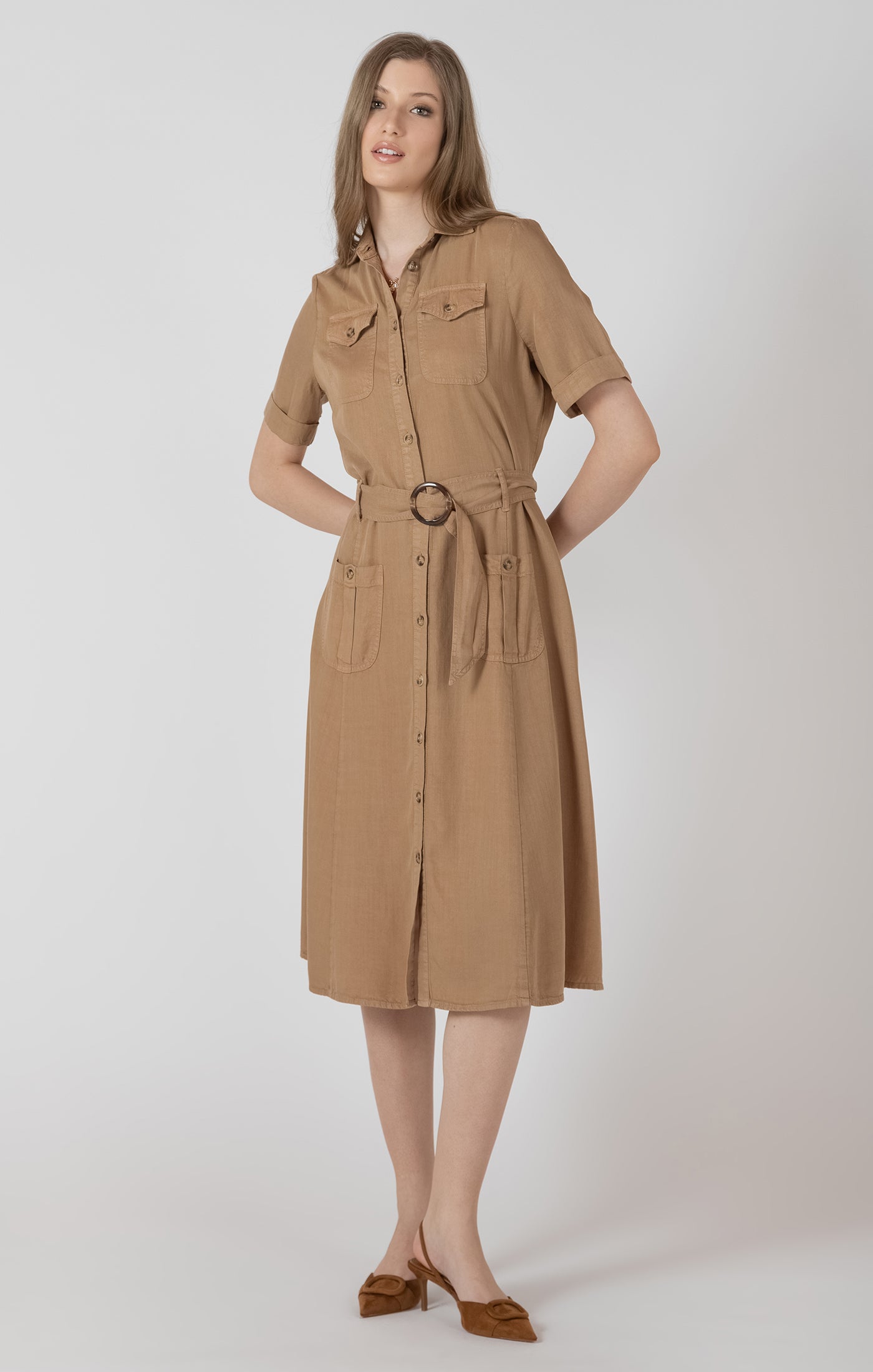 Black Tape Belted Utility Midi Dress