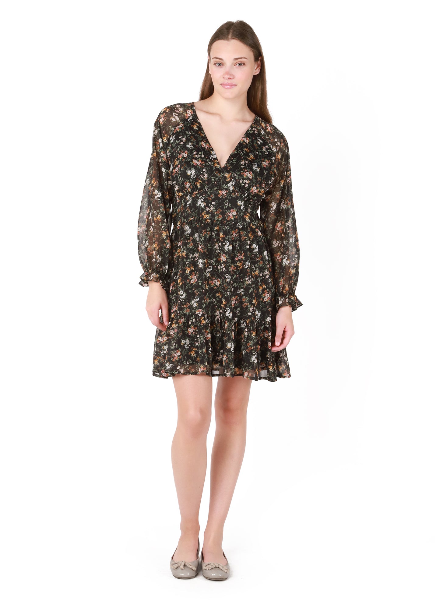 Dex Tiered Floral Wrap Dress