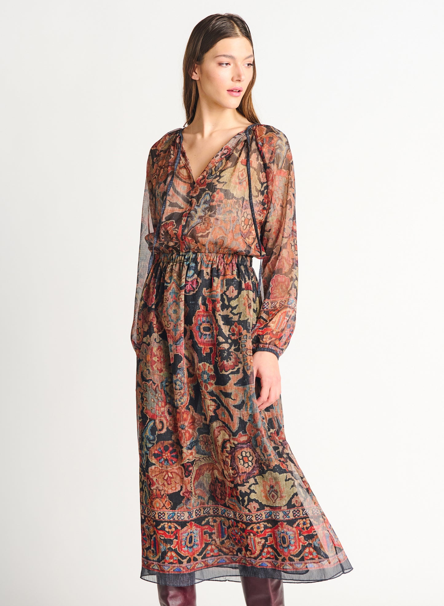 Dex Smocked Detail Midi Dress
