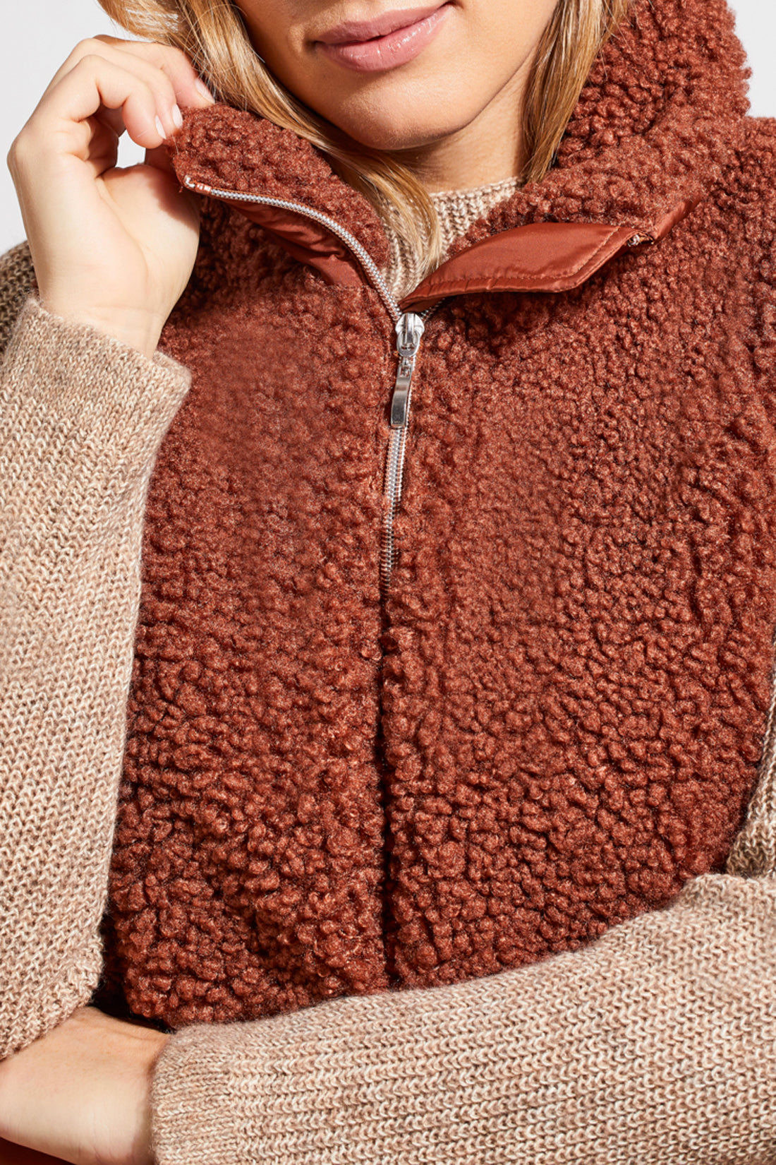Tribal Sleeveless Sherpa Combo Nylon Vest